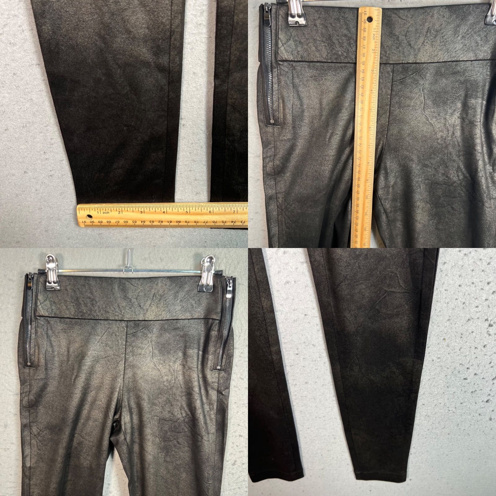 Zara VINTAGE Zara Leggings Womens Small Black Faux Leather High-Waist Ankle Rise Mid 8.5-10.5in Inseam 29in Polyester Elastane Size 28" / US 6 / IT 42 - 8 Thumbnail