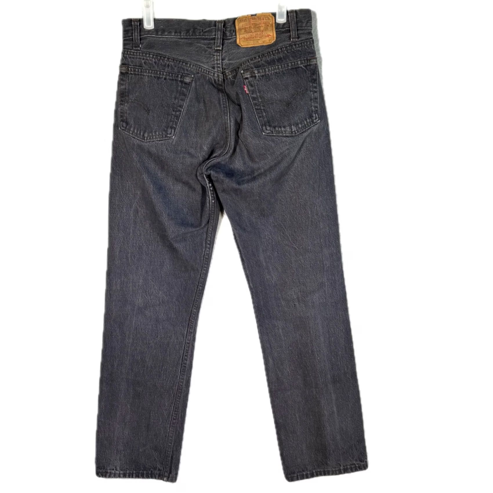 Levi's VINTAGE Levi’s 501 Jeans Men’s 31 x 30 Black Denim Button Fly Straight Leg Size US 31 - 2 Thumbnail