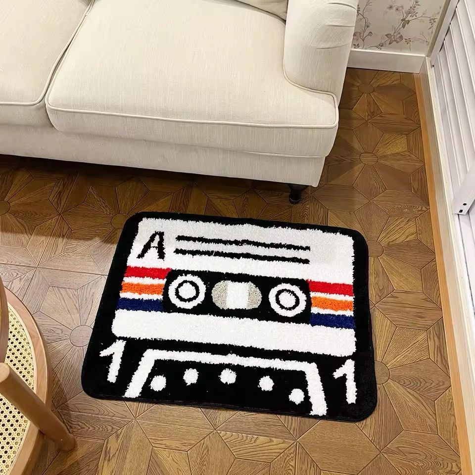 Vintage Tufted Area Rug Cassette Tape Graphic Durable Non-Slip Size ONE SIZE - 6 Thumbnail