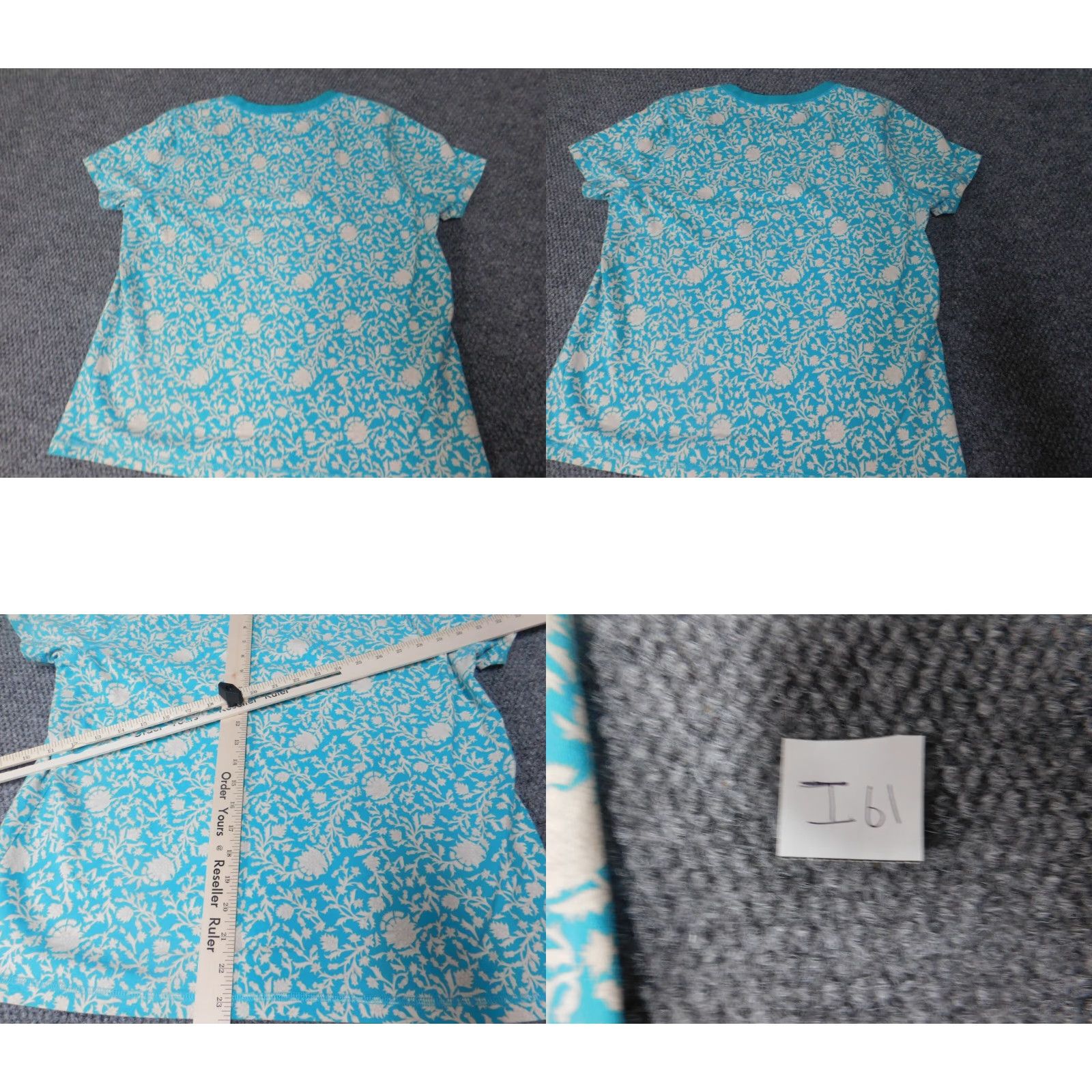Vintage Relativity Womens Shirt XL Blue Floral Knit Cotton Short Sleeve Raglan Crew Neck Pullover Basic Modern Casual Summer Winter Size XL / US 12-14 / IT 48-50 - 8 Thumbnail