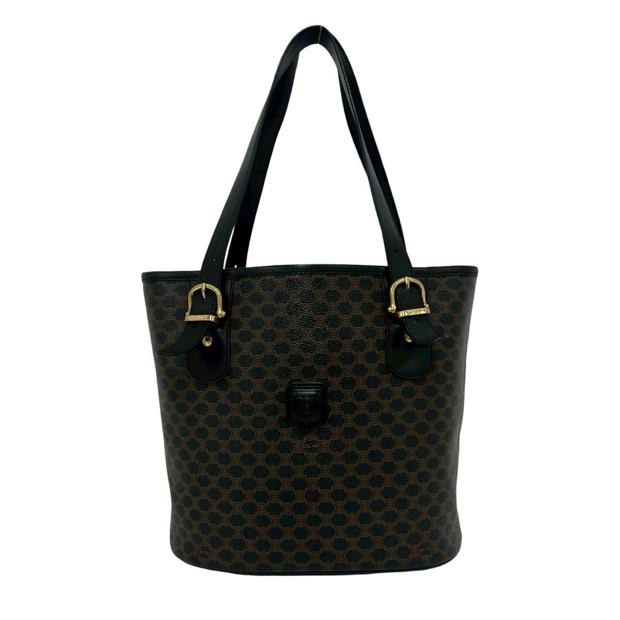 Celine CELINE Magadam Blazon Triomphe Pattern Logo Leather Tote Bag Handbag Brown Black 26218 Size ONE SIZE - 1 Thumbnail