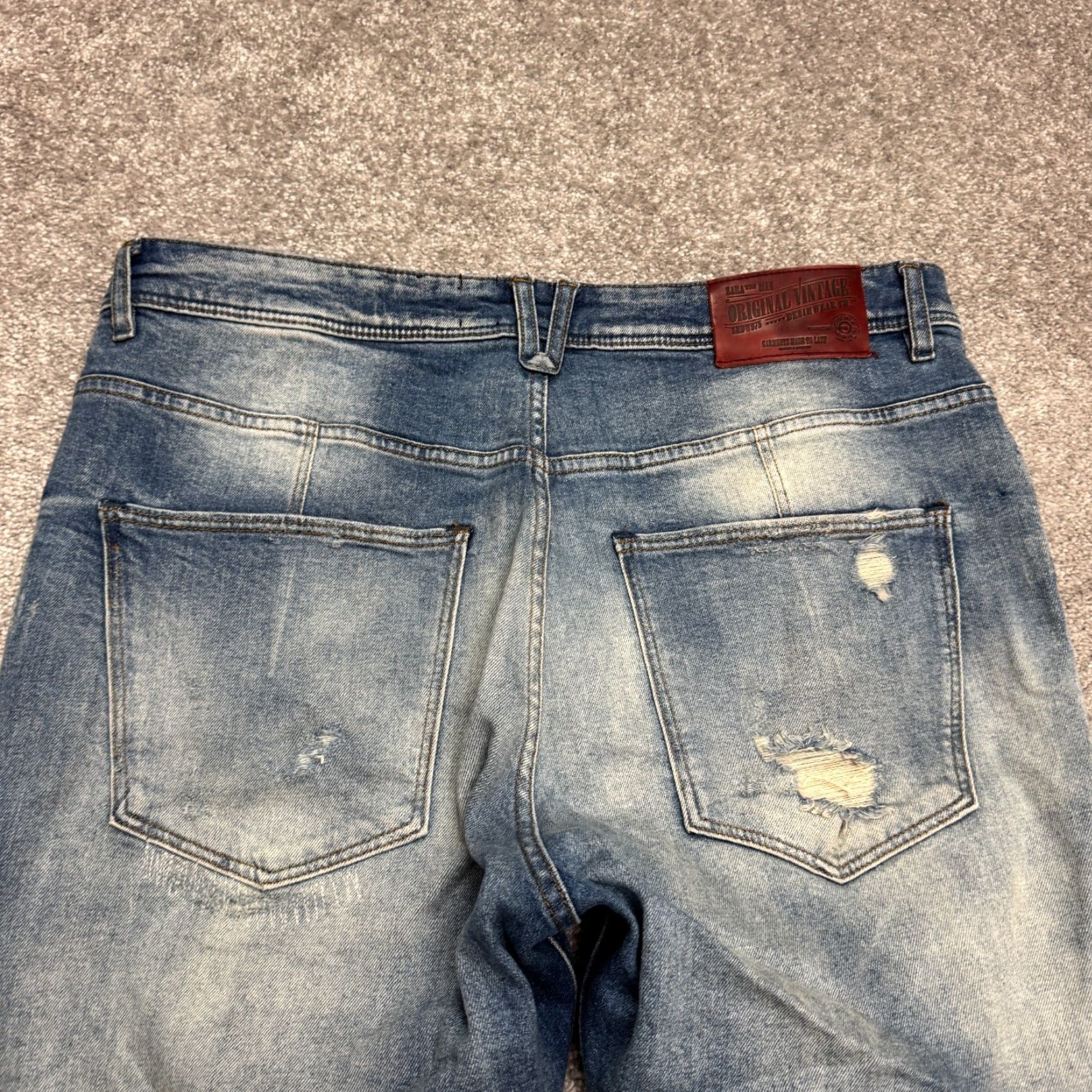 Zara VINTAGE Zara Man Original Denim Jeans Mens 36 Blue Distressed Stretch Tapered Jeans Size US 36 / EU 52 - 4 Thumbnail
