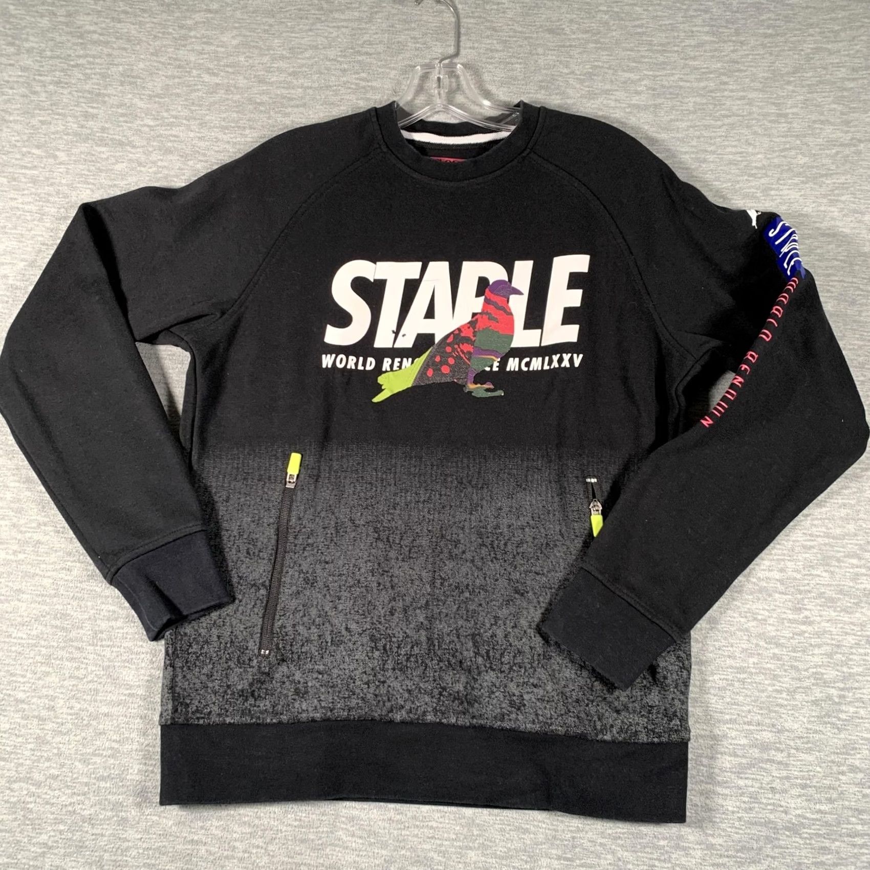 Vintage VINTAGE Staple Sweatshirt Mens S Black Pigeon Graphic Zip Pocket Fleece Pullover Size US S / EU 44-46 / 1 - 2 Thumbnail