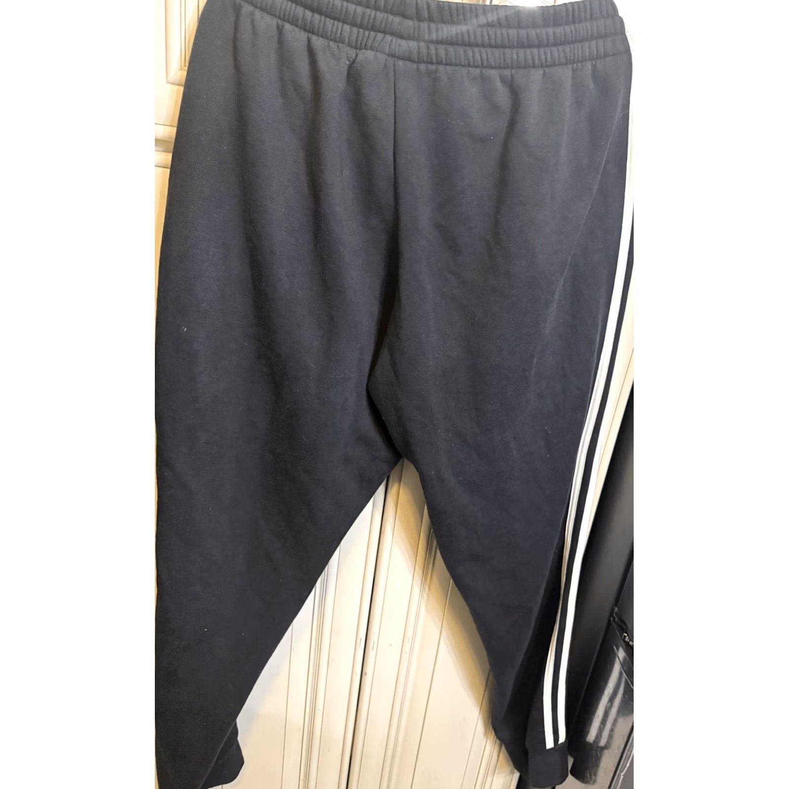 Adidas Adidas Mens Essential 3-Stripes Drawstring Track Pants Black White Size Large Size US 33 - 4 Thumbnail