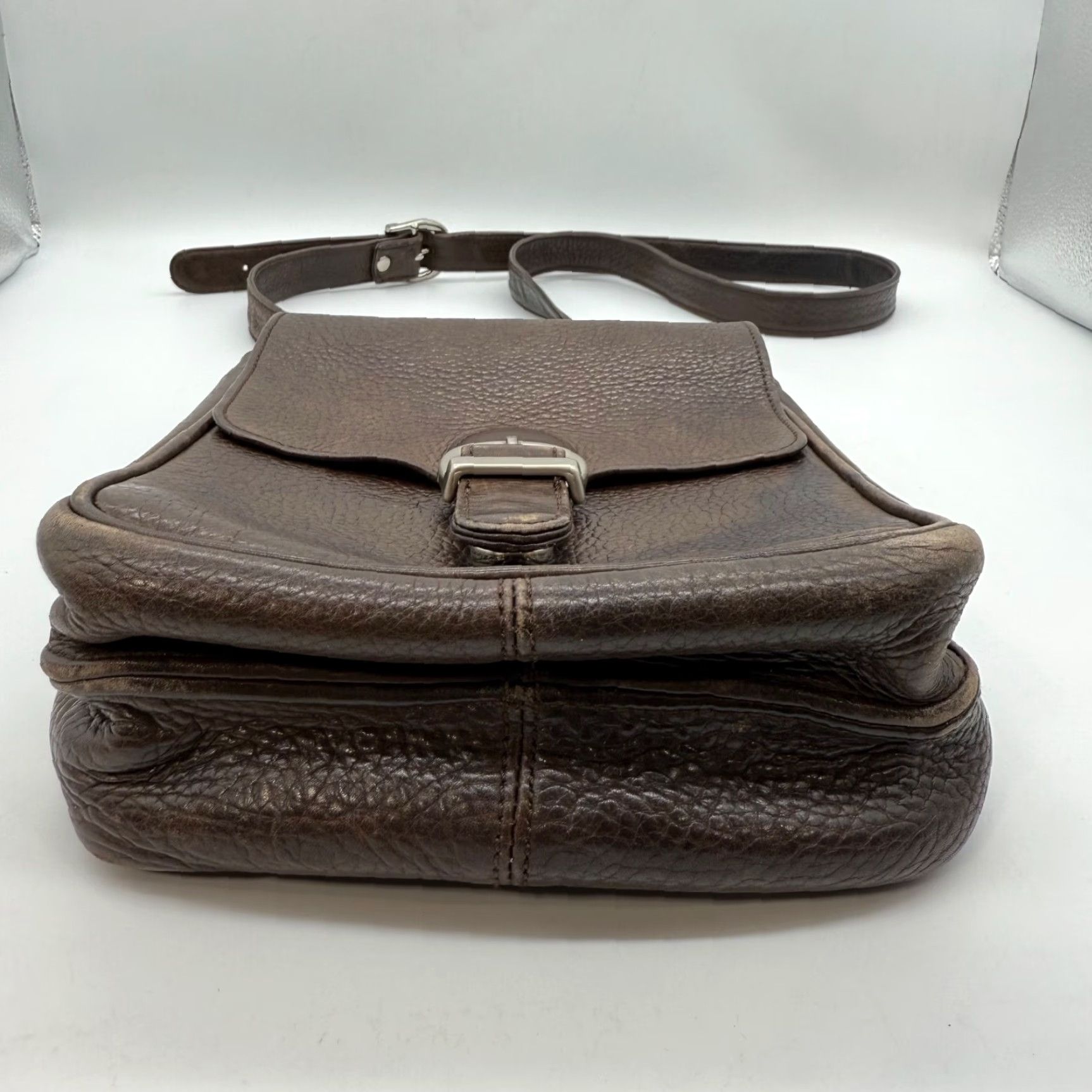 Eddie Bauer Eddie Bauer Brown Pebbled Leather Organizer Crossbody Purse Adj Strap Two Sided Crossbody Womens ADULT? Size ONE SIZE - 6 Thumbnail