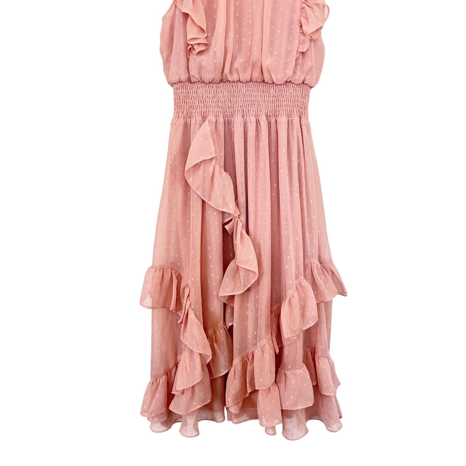 Other Avec Les Filles Pink Ruffled Smocked Sleeveless Maxi Dress Size S / US 4 / IT 40 - 5 Thumbnail