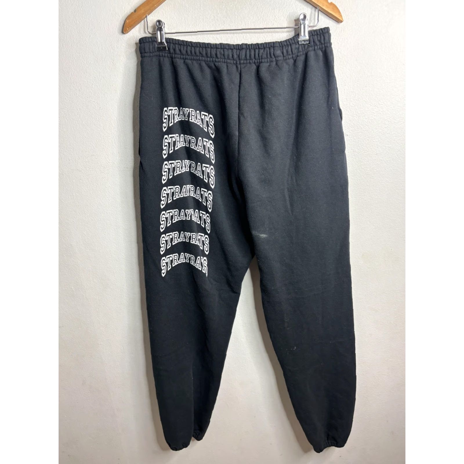 Stray Rats STRAYRATS Sweatpants Mens M Black Fleece Joggers Logo Streetwear Pants Size US 31 - 4 Thumbnail
