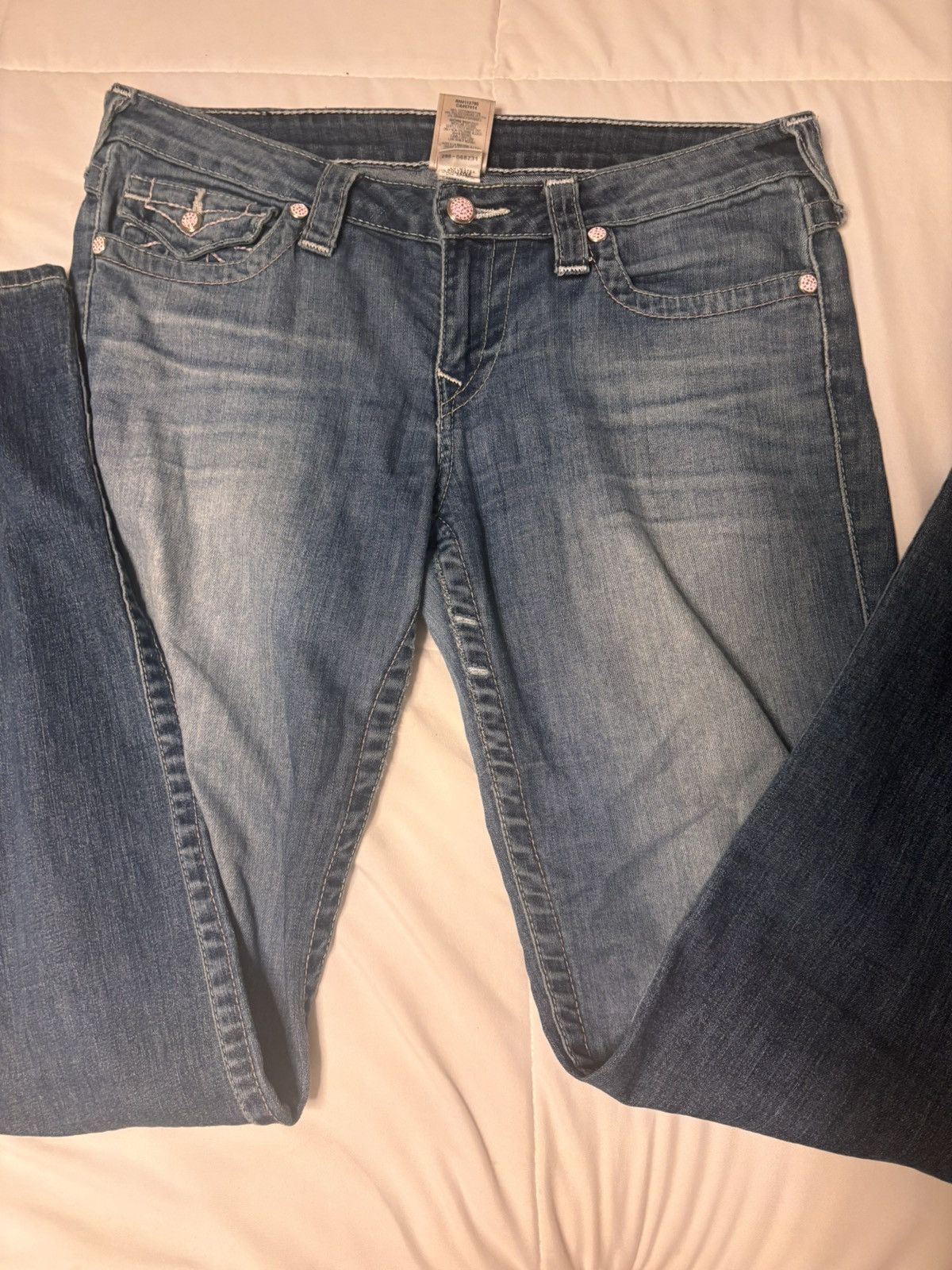 True Religion True Religion Pink Stitching Jeans Size 30" / US 8 / IT 44 - 1 Thumbnail