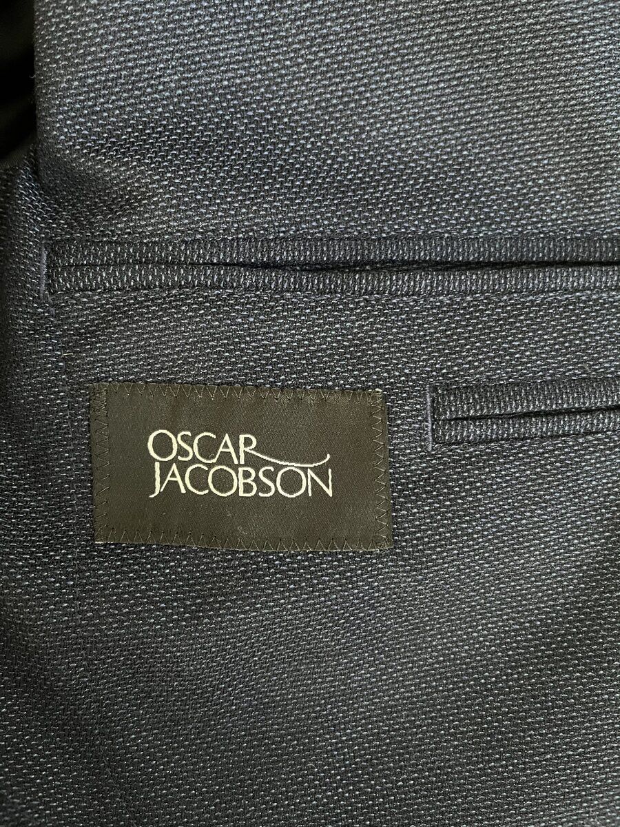 Oscar Jacobson Navy Hopsack Jacket Size 38R - 7 Thumbnail