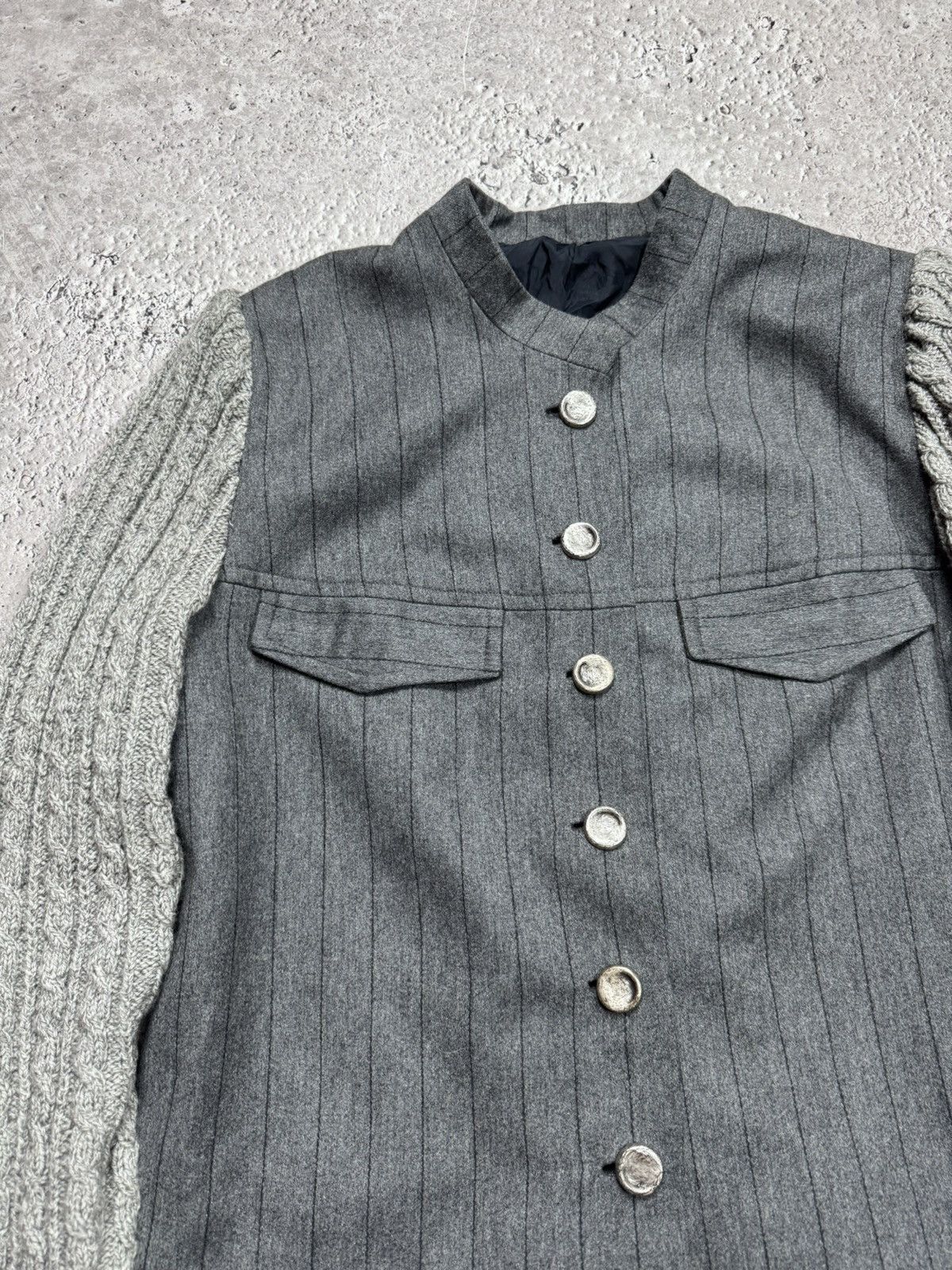 Other Designer Wool Blend Jacket Cable Knit Sleeves Gray Coat Size M / US 6-8 / IT 42-44 - 4 Thumbnail