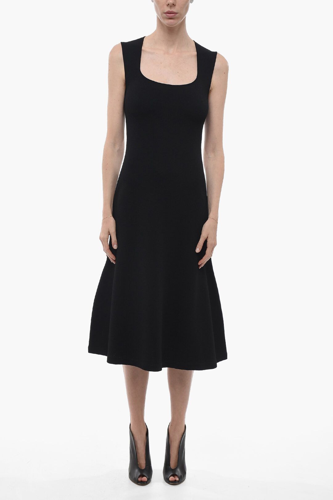 Stella McCartney og1mm0824 Flared Bottom Knitted Dress in Black Size M / US 6-8 / IT 42-44 - 1 Thumbnail