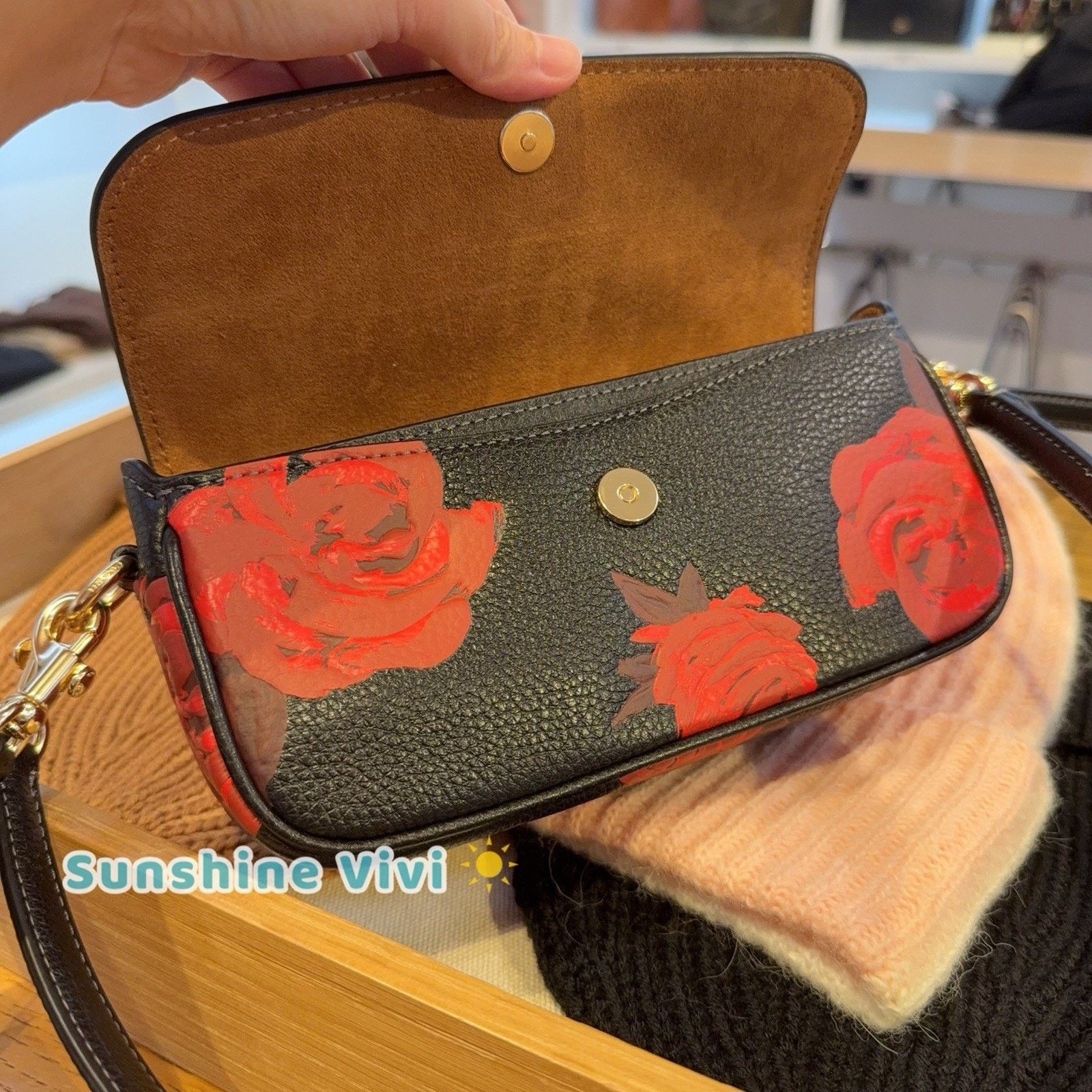 Coach NWT Coach Floral Hailey Flap Crossbody Bag CCF74 Black/Red Size ONE SIZE - 5 Thumbnail