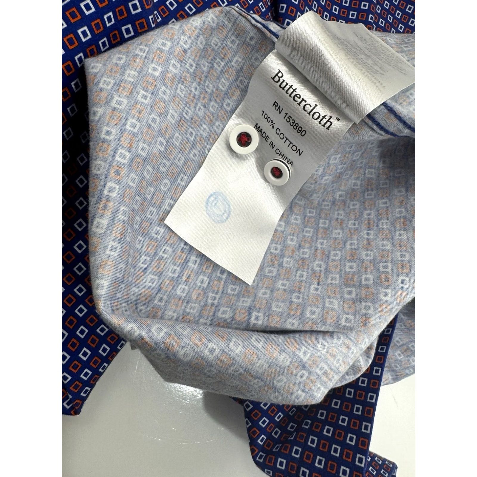 Buttero BUTTER CLOTH Geometric Shirt 2XL TALL Blue / Red / White Mens Size US XXL / EU 58 / 5 - 7 Thumbnail