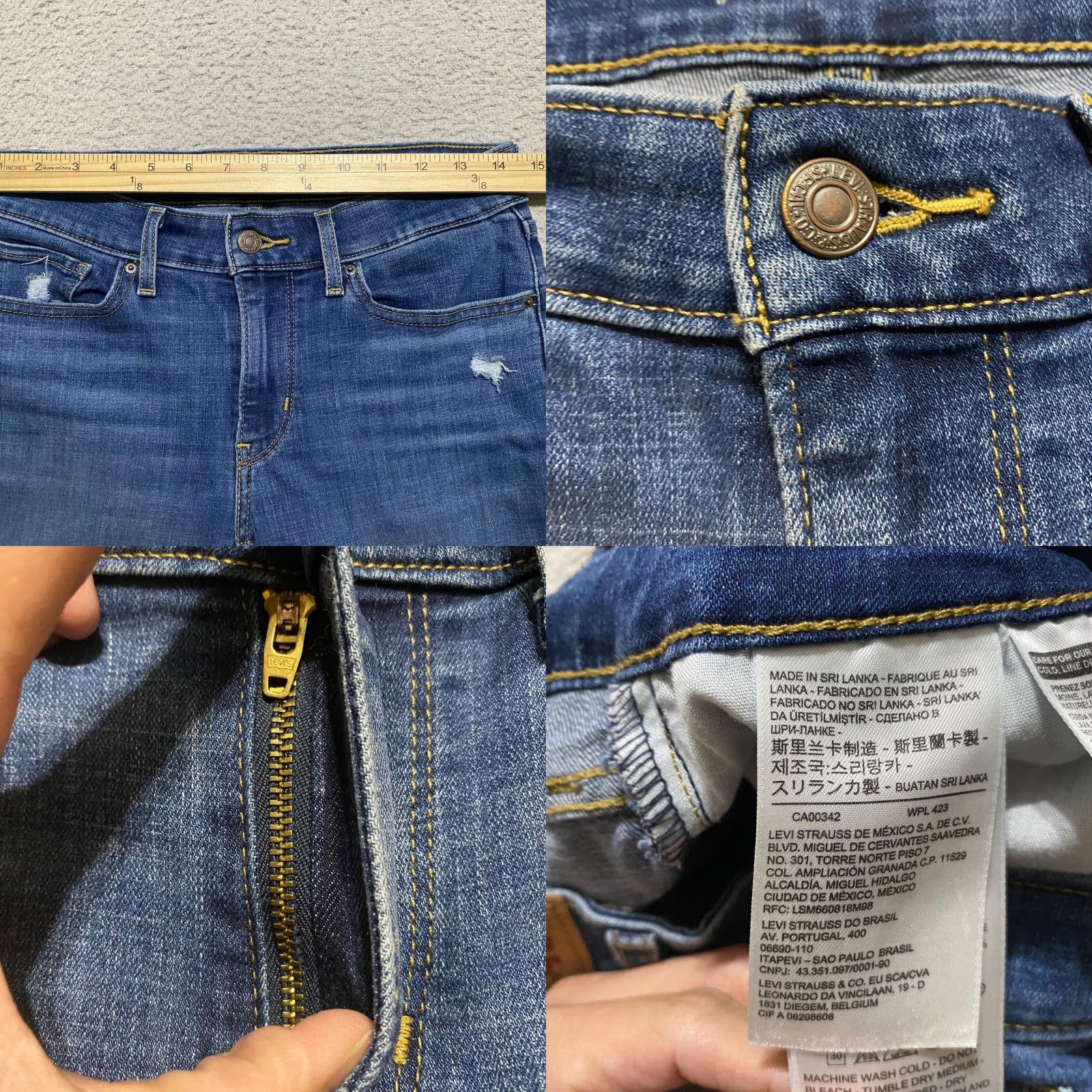 Levi's Levi's Jeans Womens sz 27 Blue Denim Mid Rise Skinny Raw Hem Distressed Size 27" / US 4 / IT 40 - 8 Thumbnail