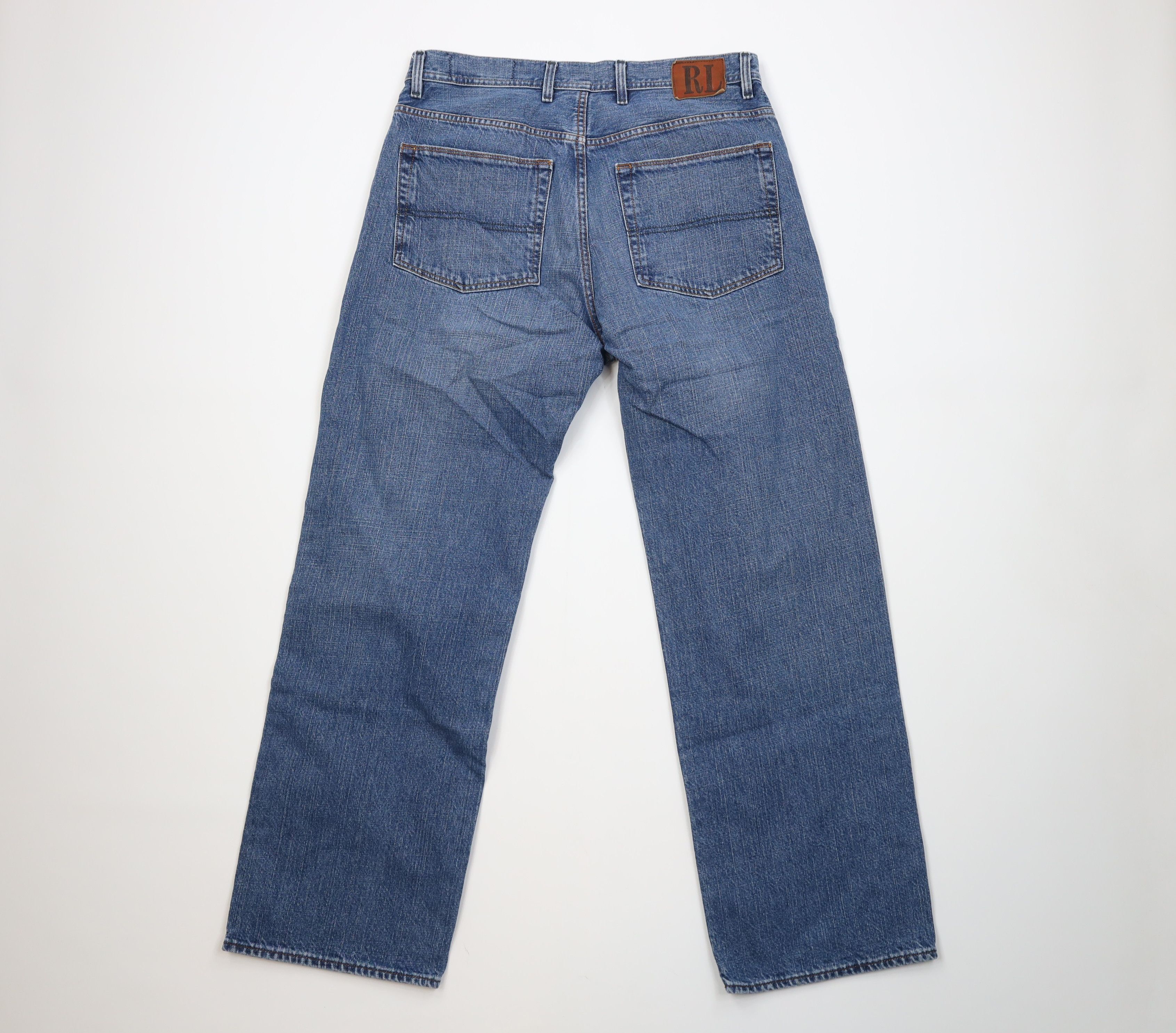 Ralph Lauren Vintage 90s Y2K Ralph Lauren Baggy Wide Leg Denim Jeans Blue Size US 33 - 9 Thumbnail