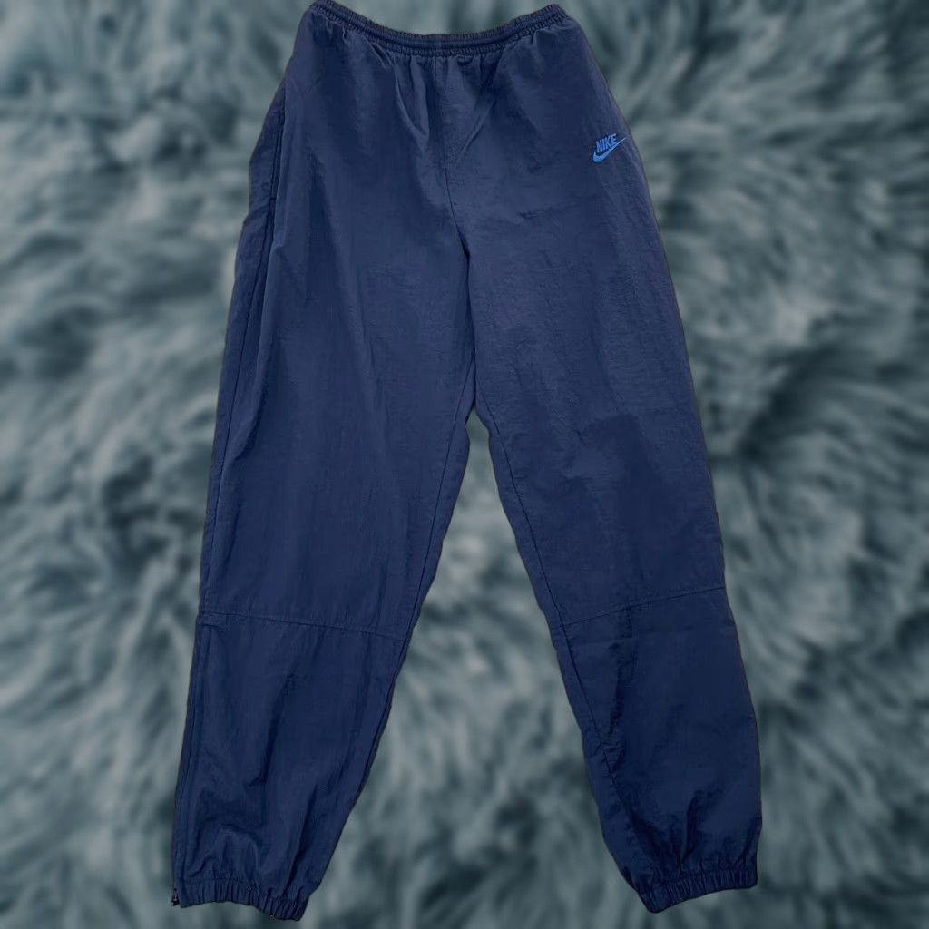 Nike VINTAGE Nike Pants Adult Large Blue Drawstring Pockets Swoosh Mens L Track Style Athletic Size US 36 / EU 52 - 1 Thumbnail