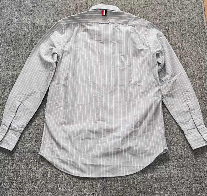 Thom Browne size1 Gray striped Oxford long-sleeved shirt