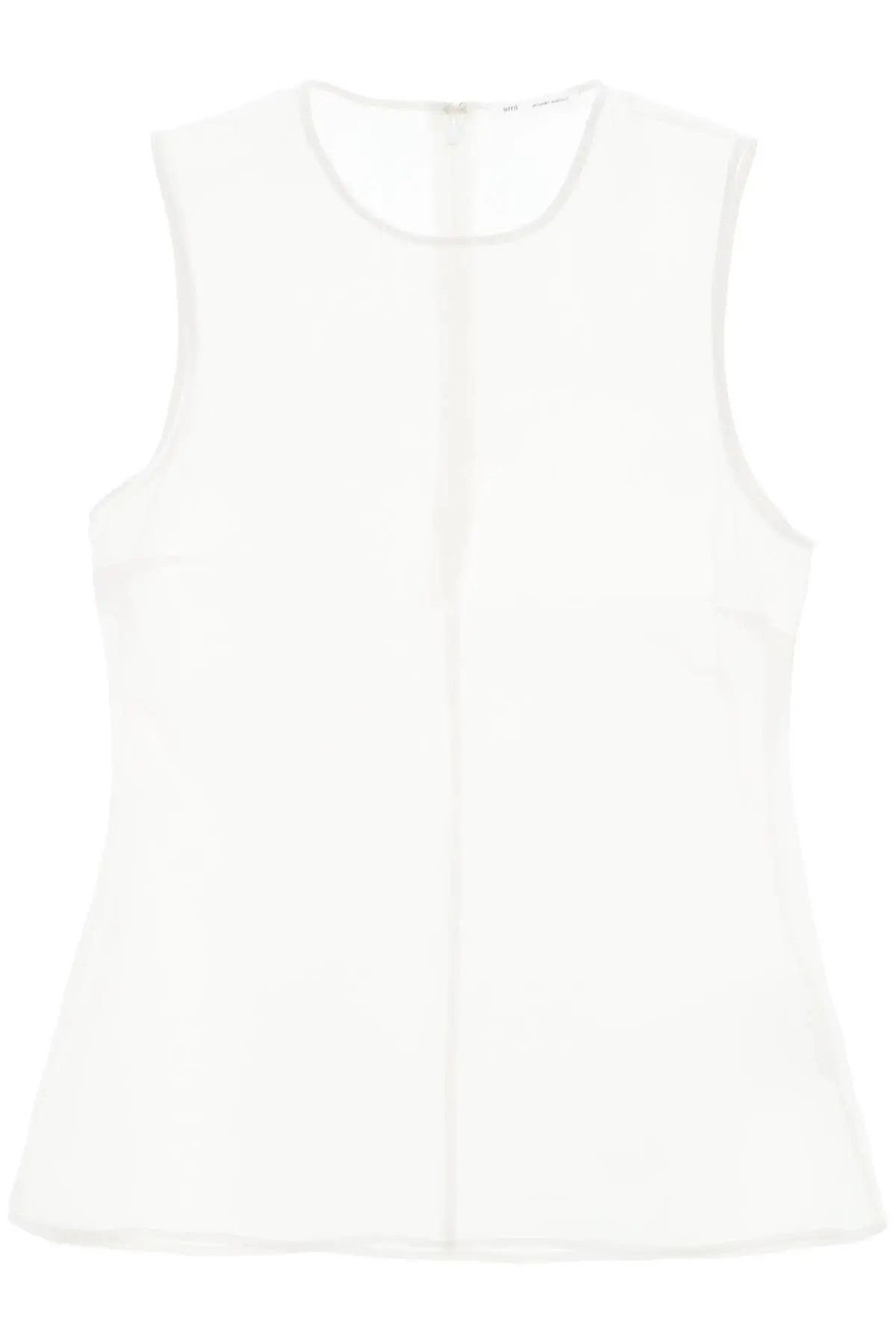 image of Ami O1S22I1N0324 Sleeveless Silk Top In White, Women's (Size Medium)