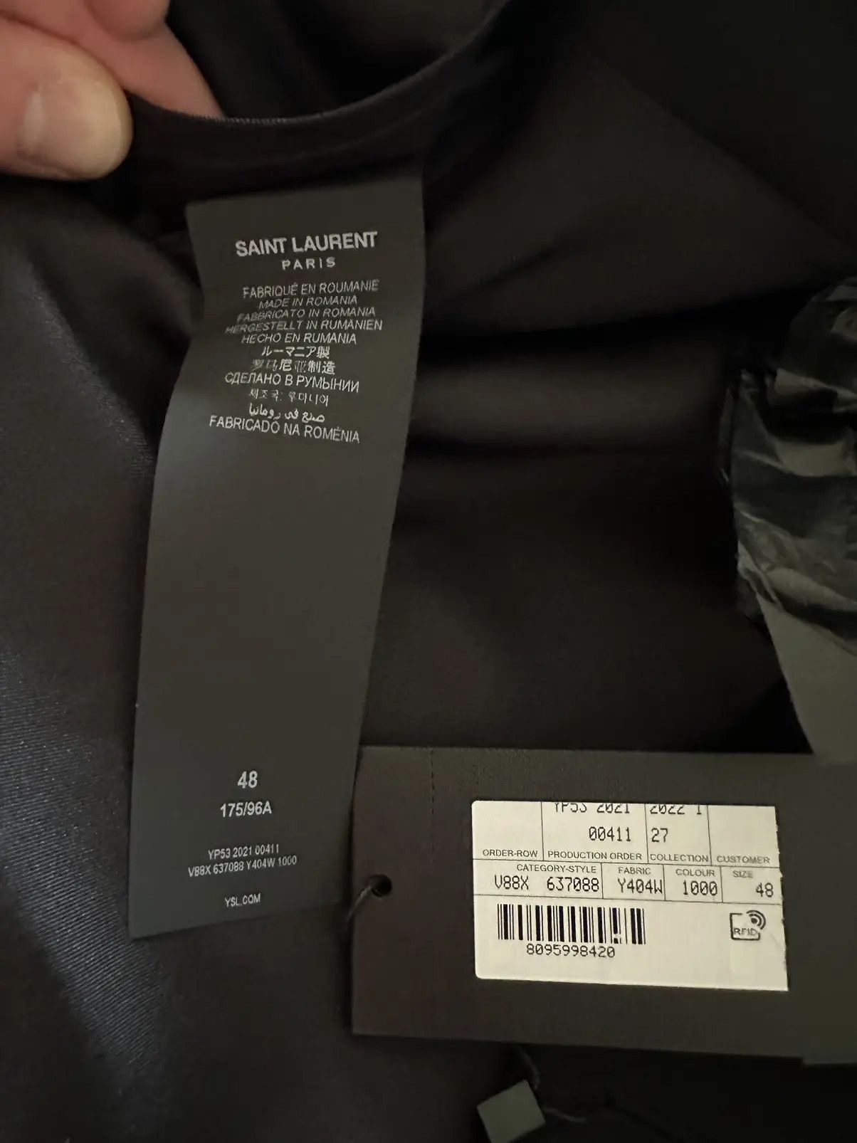 Saint Laurent Paris Saint Laurent Gabardine Black Slim Suit 48 NWT Size 48R - 7 Thumbnail