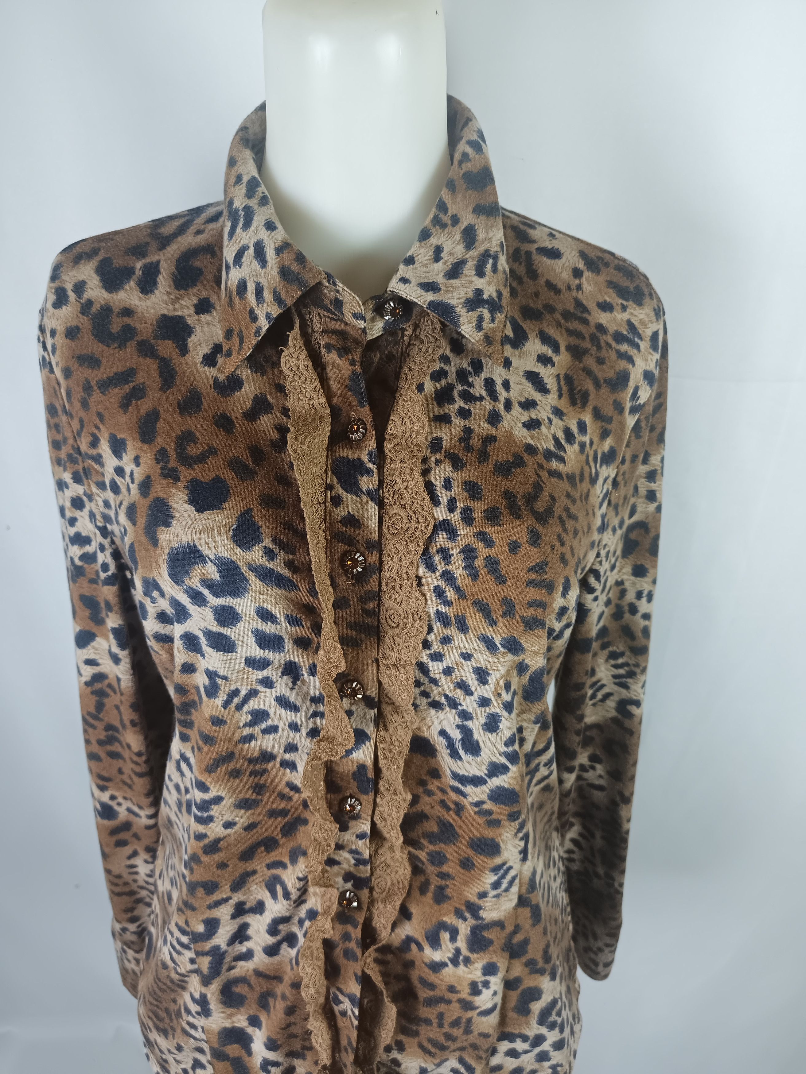The Unbranded Brand FABIO FERRETTI Leopard Lace Shirt Size M / US 6-8 / IT 42-44 - 3 Thumbnail