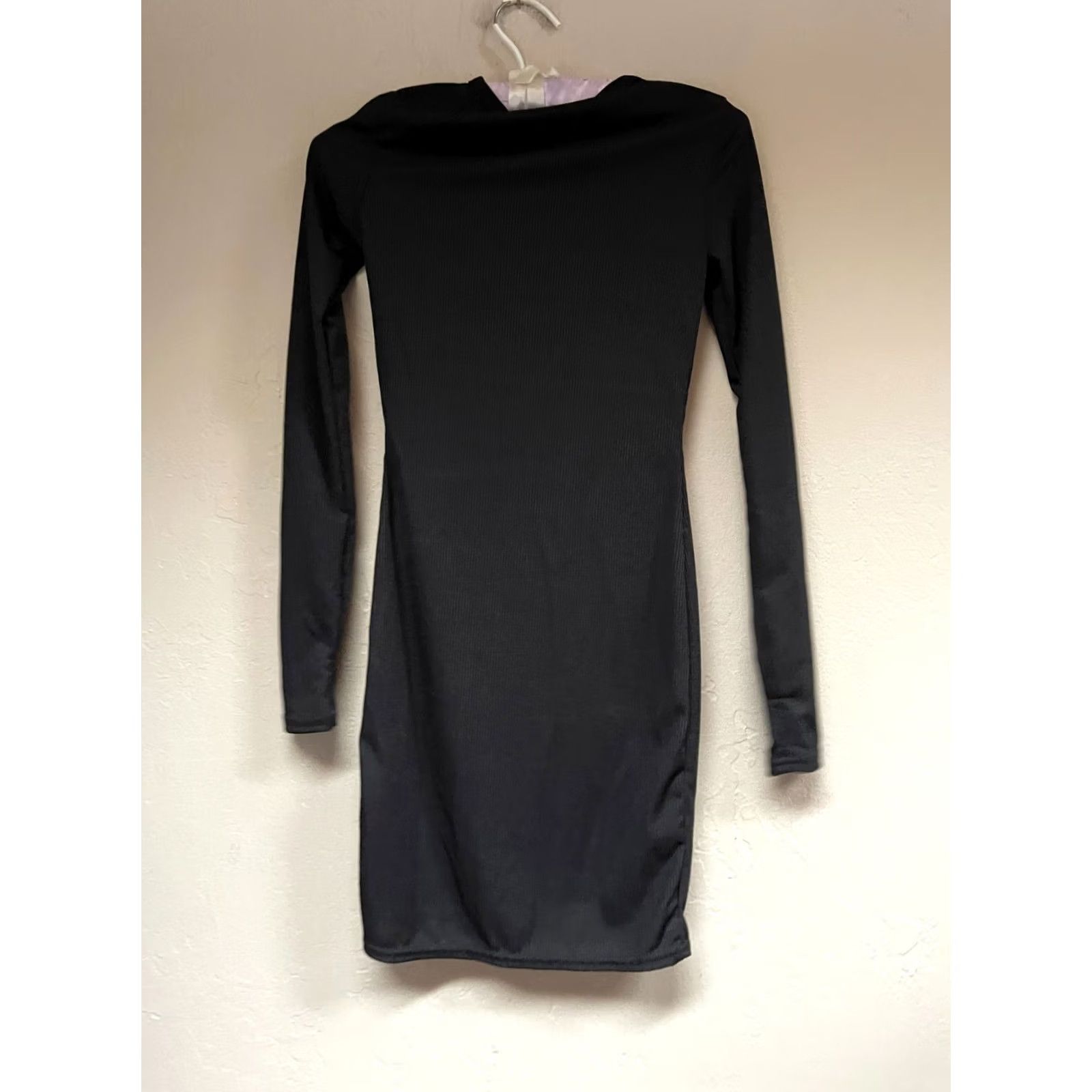 PrettyLittleThing PRETTYLITTLETHING Womens Dress Black Long Sleeve Ribbed Mini Casual Size 00 Size XXS / US 00 / IT 34 - 2 Thumbnail