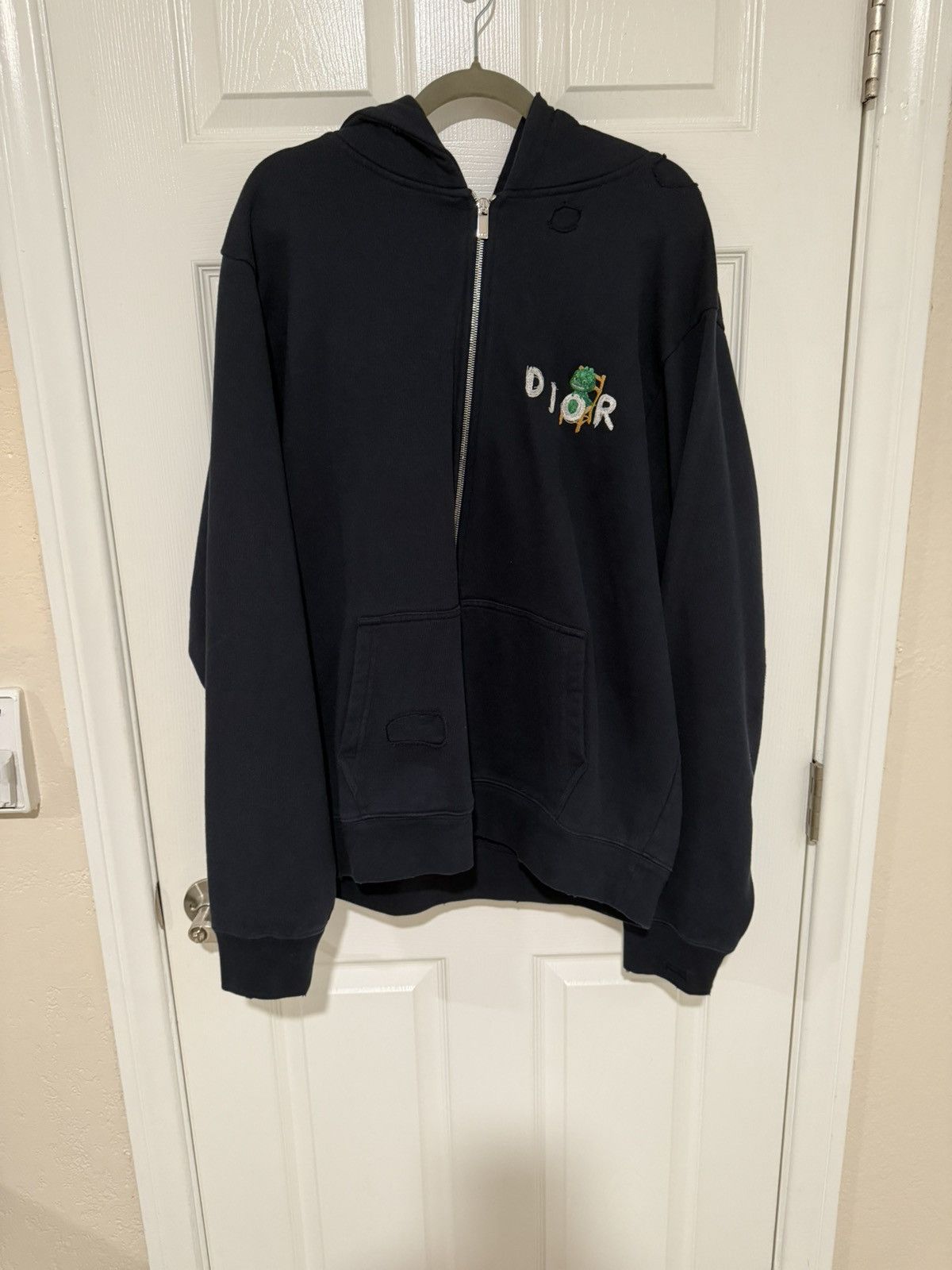 Dior Dior x Otani Workshop Embroidered Zip Hoodie – Navy XXL Size US XXL / EU 58 / 5 - 2 Thumbnail