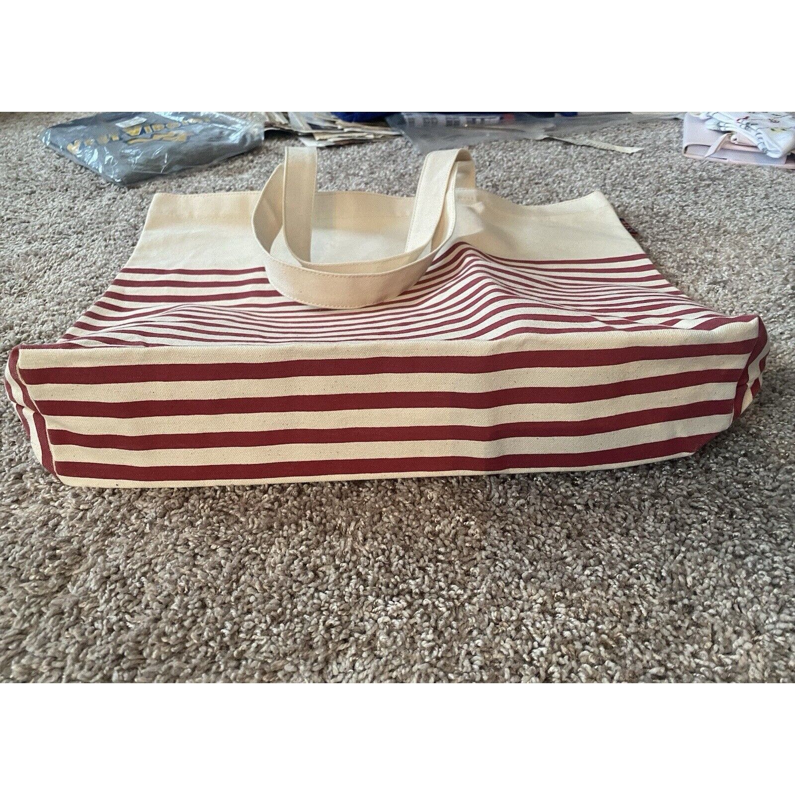 J.Crew J Crew Tote/Travel Adult Canvas Striped Burgundy Stripe Lj Size ONE SIZE - 4 Thumbnail