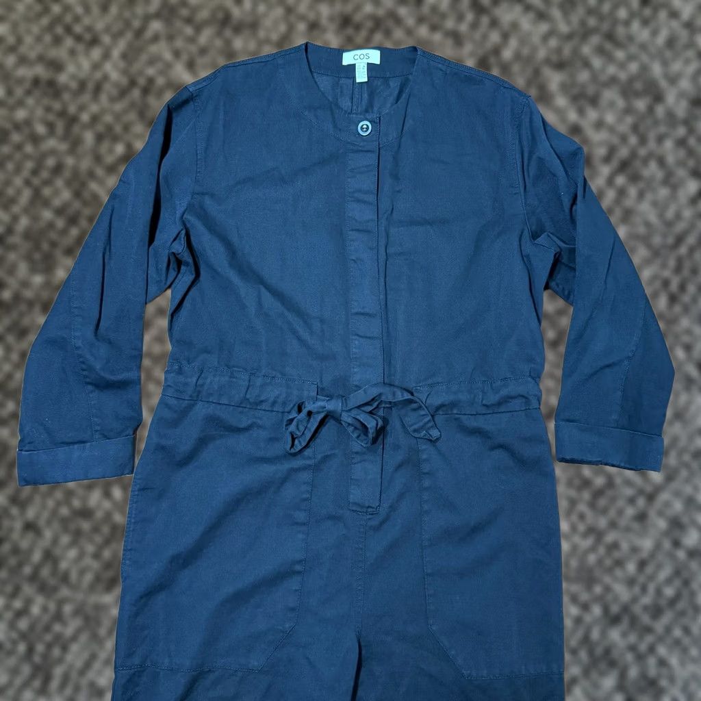 Cos COS Jumpsuit Women's M Cotton Blend Linen Blend Wide Leg Long Sleeve Crew Neck Button Casual Size M / US 6-8 / IT 42-44 - 1 Thumbnail