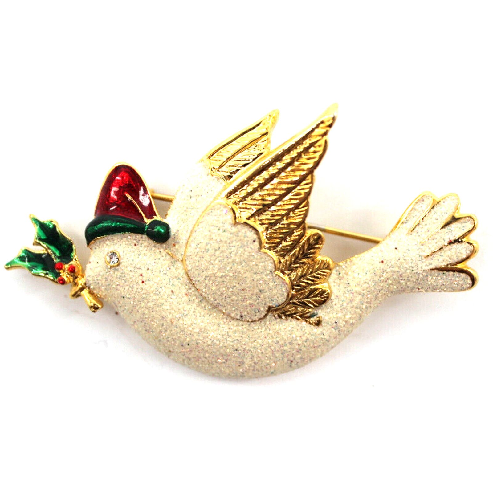 Other SFJ Christmas Dove Brooch Pin • Glittering White • Goldtone Size ONE SIZE - 1 Thumbnail