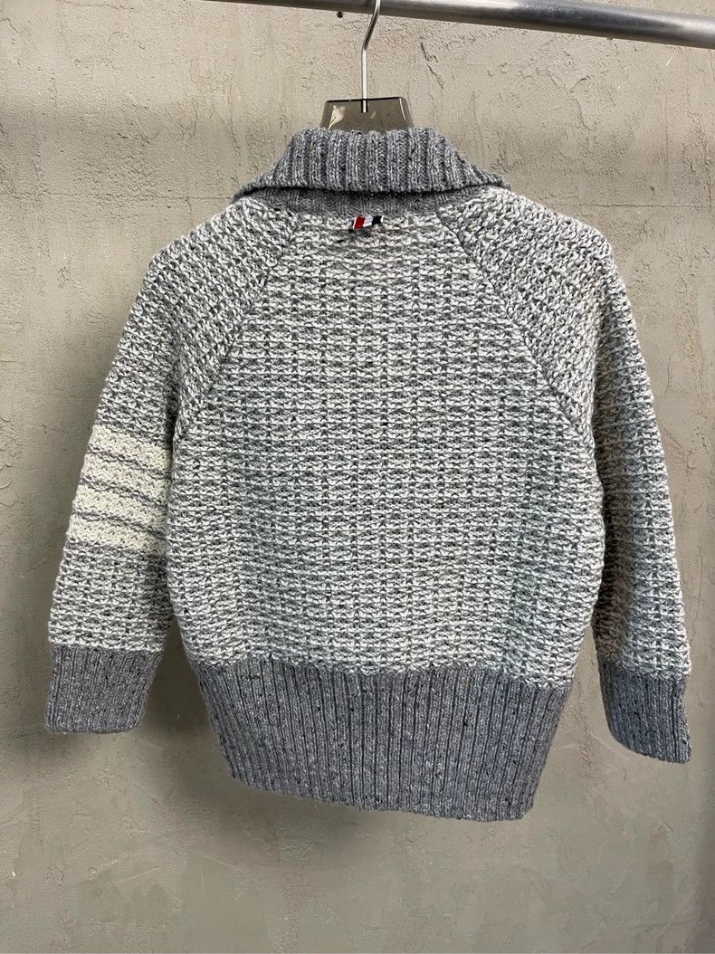 Thom Browne Thom Browne Gray four-striped wool horsehair cardigan sweat Size XS / US 0-2 / IT 36-38 - 5 Thumbnail