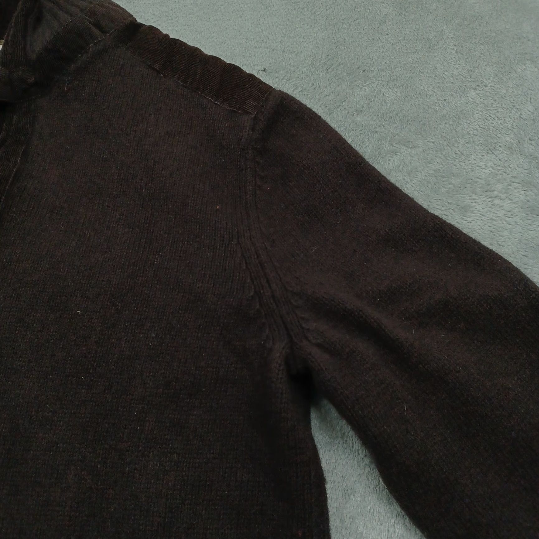 Banana Republic Sweater Mens Large Blue Knit Full Zip Pockets Angora Cotton