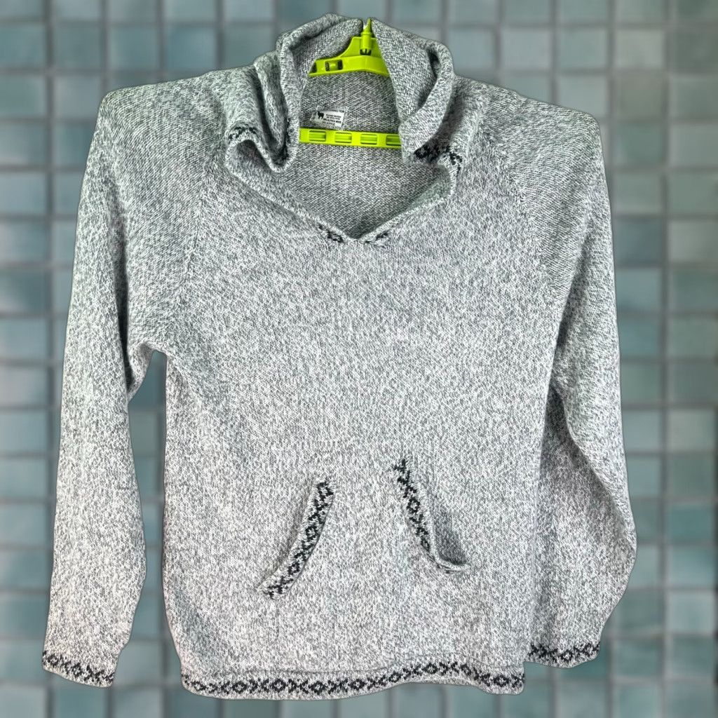 Alpaca Connection Wool Sweater Women L Gray Pockets Crew Neck Long Sleeve (Note: ensure only allowed content)
