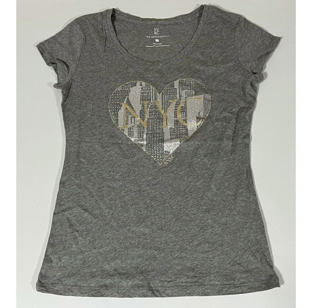 I Love NY NY & Co. ‘NYC’ Heart City Skyline T-Shirt Top Tee Size S 🩶 Size S / US 4 / IT 40 - 1 Thumbnail