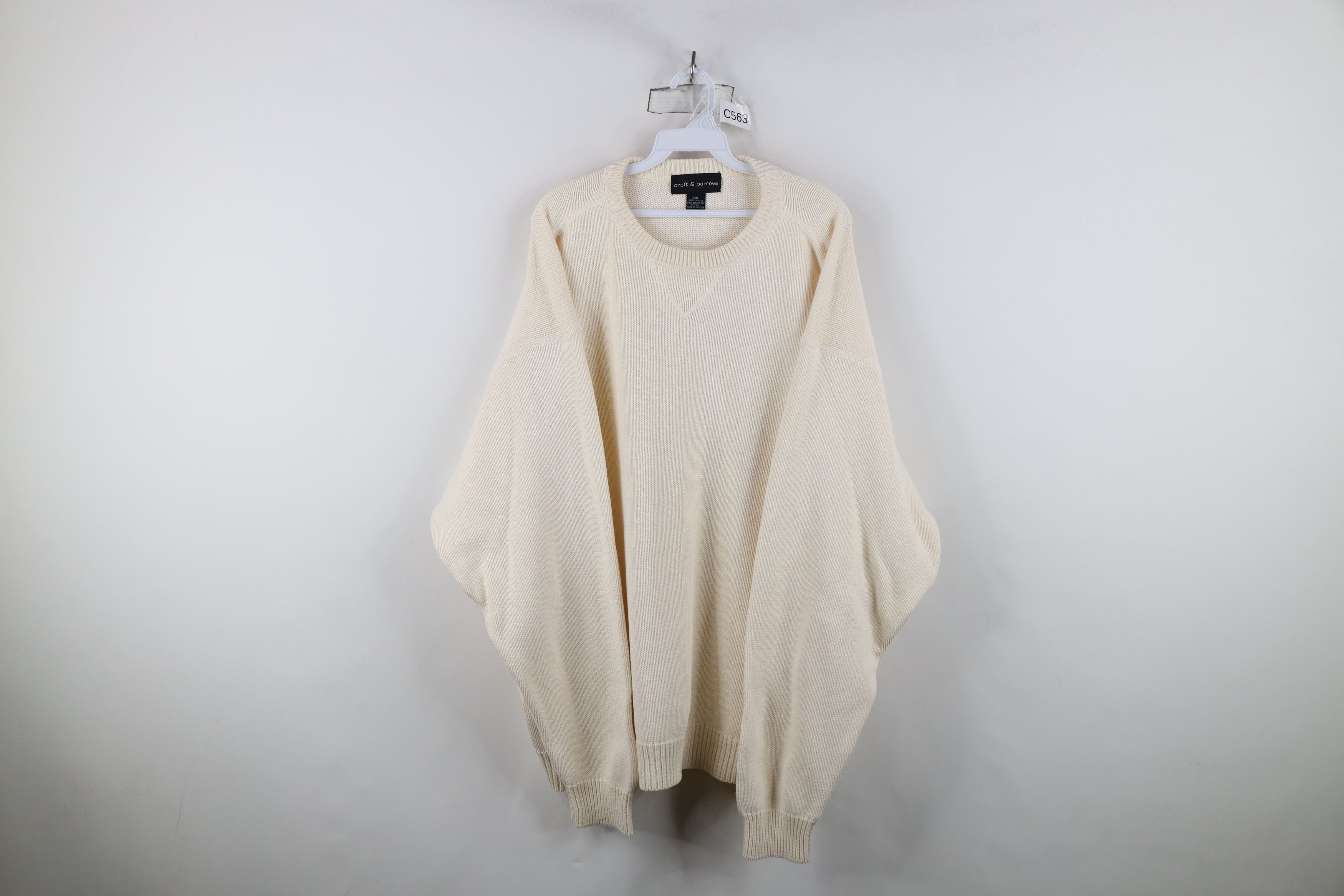 Vintage Vintage 90s Streetwear Heavyweight Cotton Knit Sweater Cream Size US XXL / EU 58 / 5 - 1 Thumbnail
