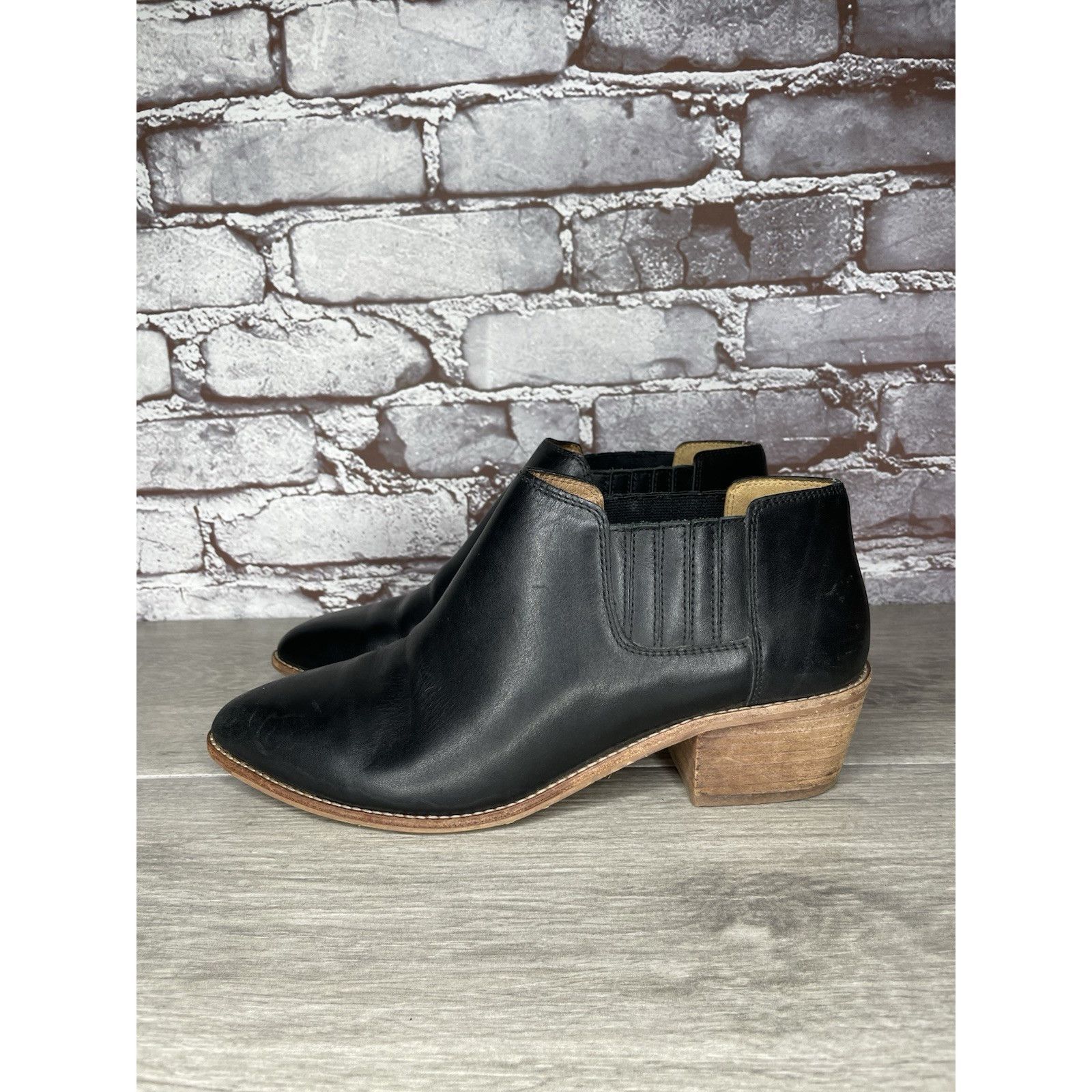 Madewell Madewell The Myles Black Leather Ankle Booties Heeled Boots Size US 8 / IT 38 - 1 Thumbnail