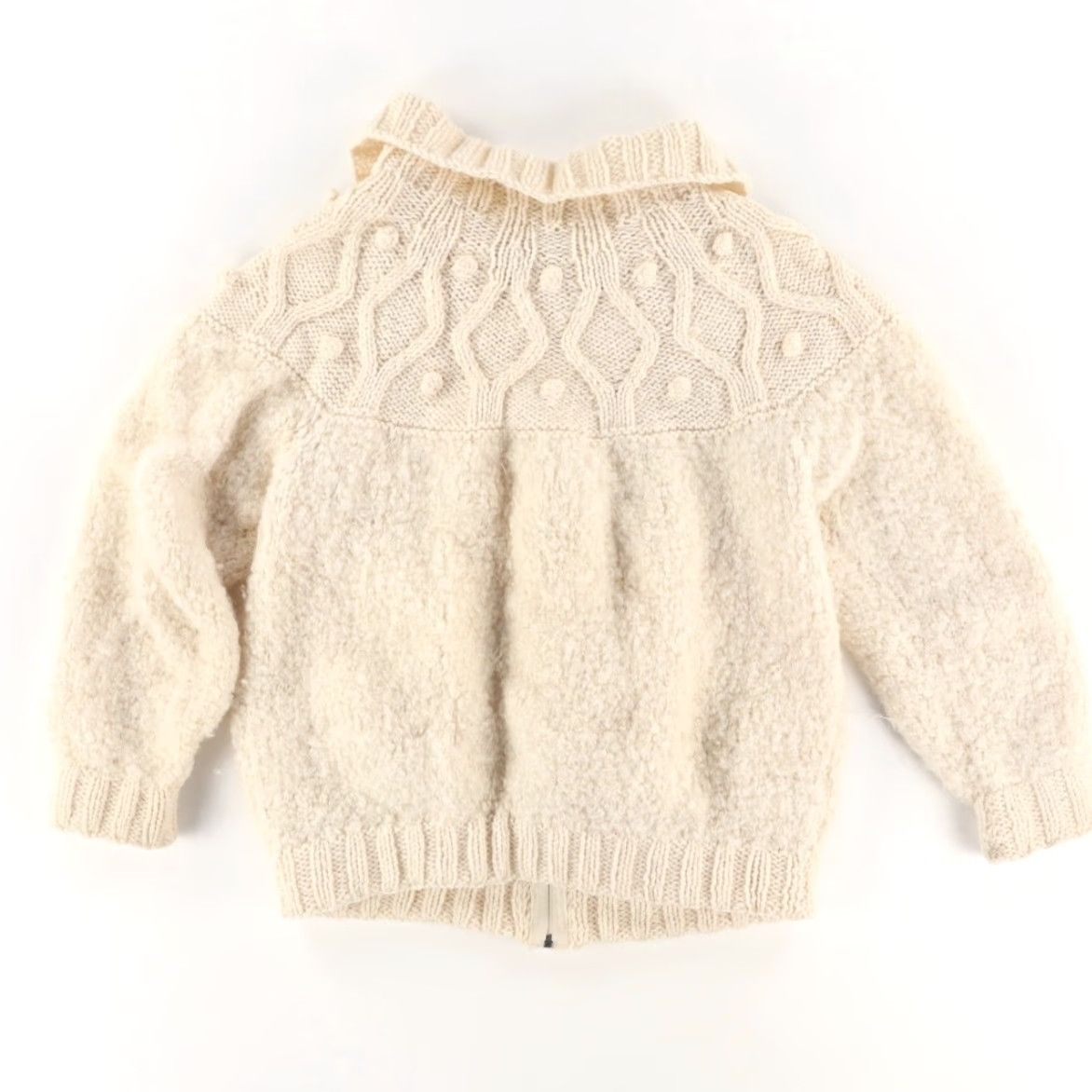 Vintage Avoca Handweavers Full Zip Handknit Wool Solid Long Sleeve Sweater Natural Women's S Shirt Size S / US 4 / IT 40 - 4 Thumbnail