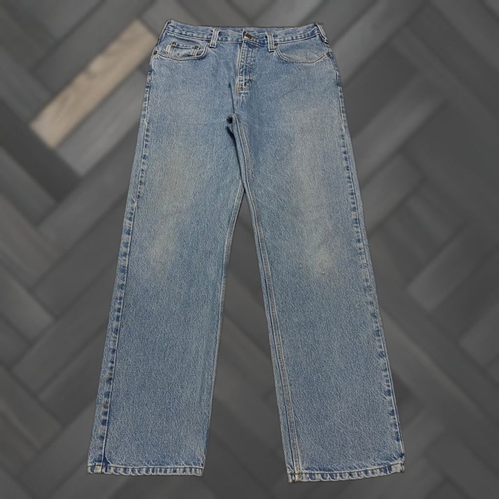 Carhartt Carhartt Jeans 36x34 Men Relaxed Straight Denim Light Blue 5-Pocket Logo Button Zip Cotton Jeans Size US 36 / EU 52 - 1 Thumbnail