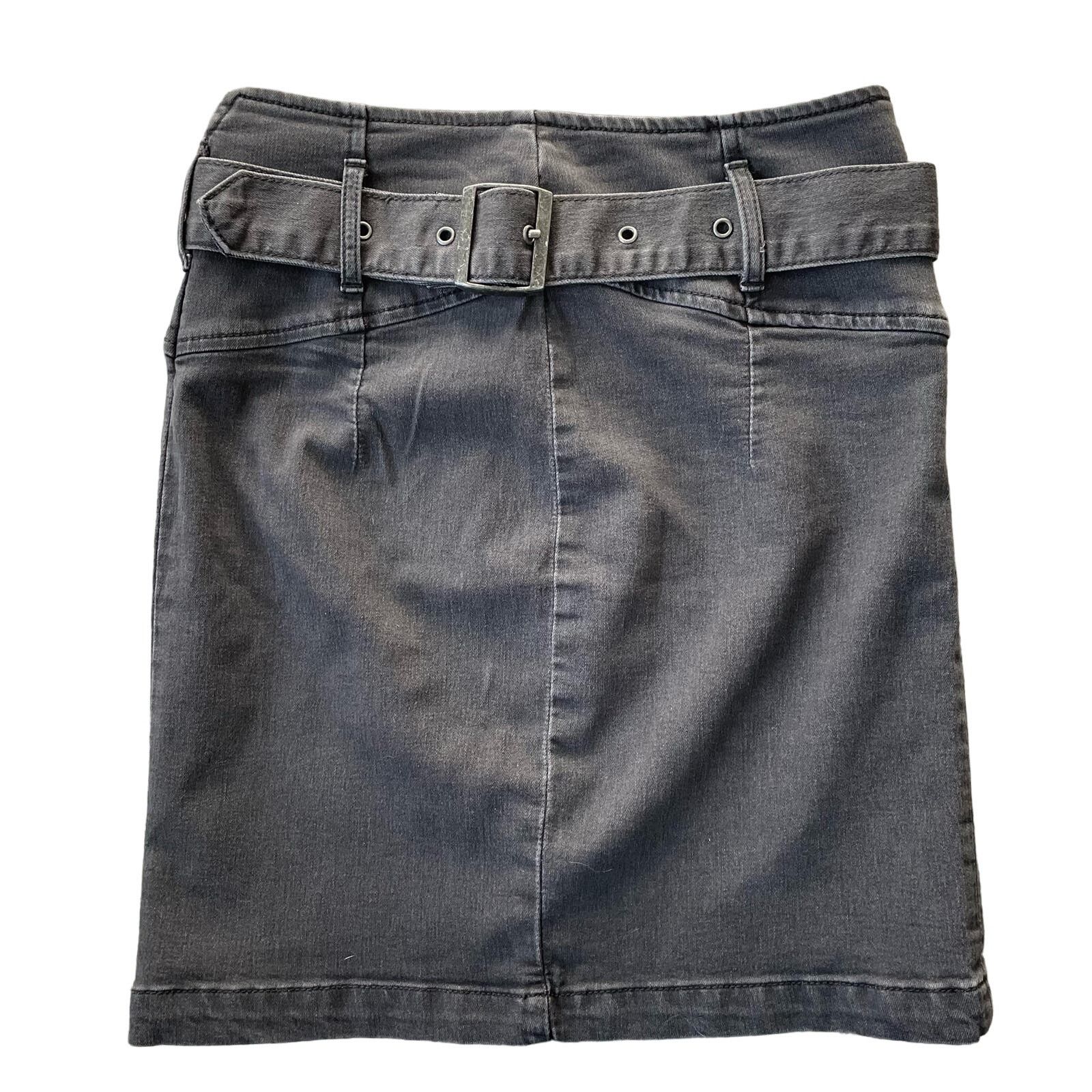 Free People Free People Black Denim Mini Skirt 2 Livin it Up Belted Size 26" / US 2 / IT 38 - 1 Thumbnail