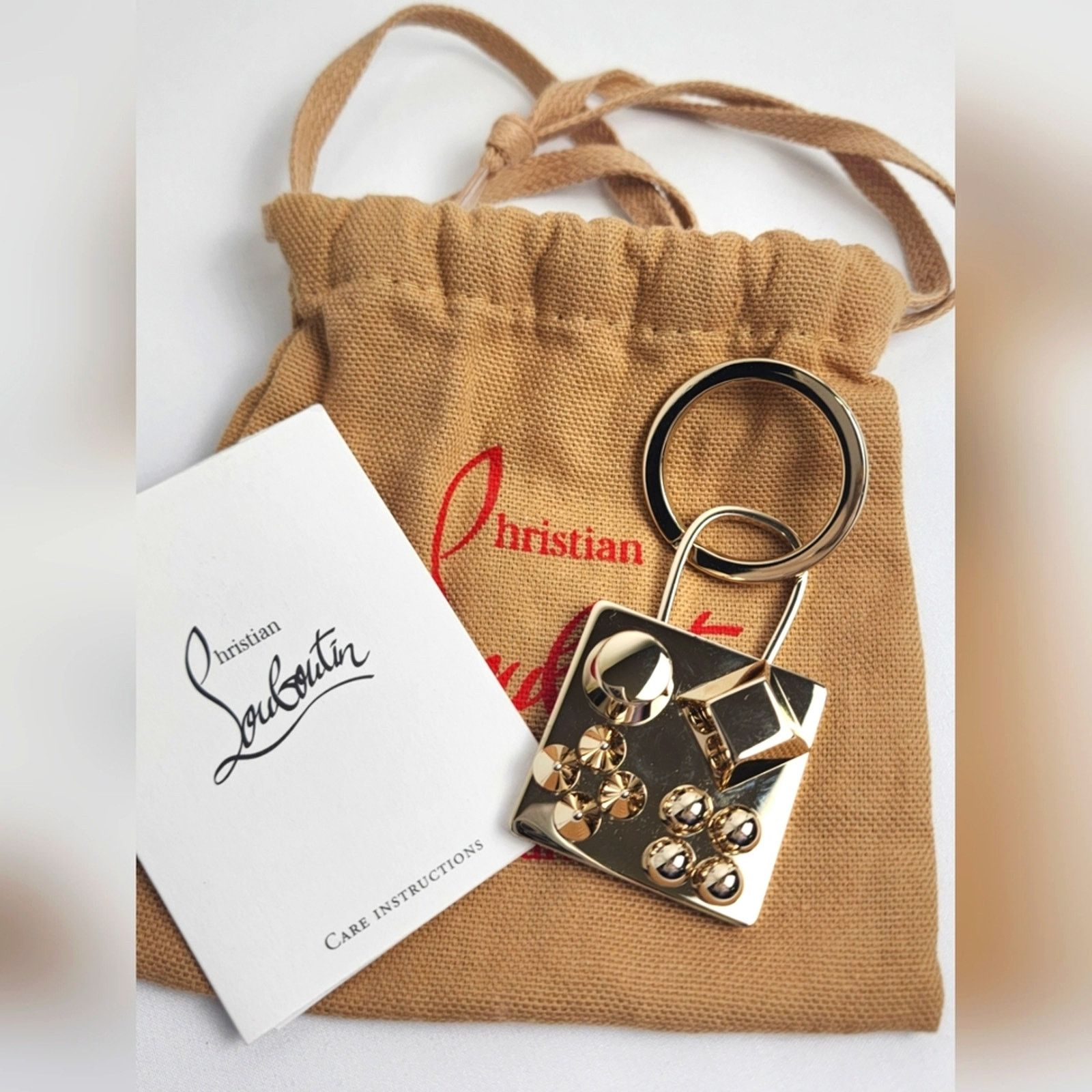 Authentic Christian Louboutin Gold Spike Keychain New