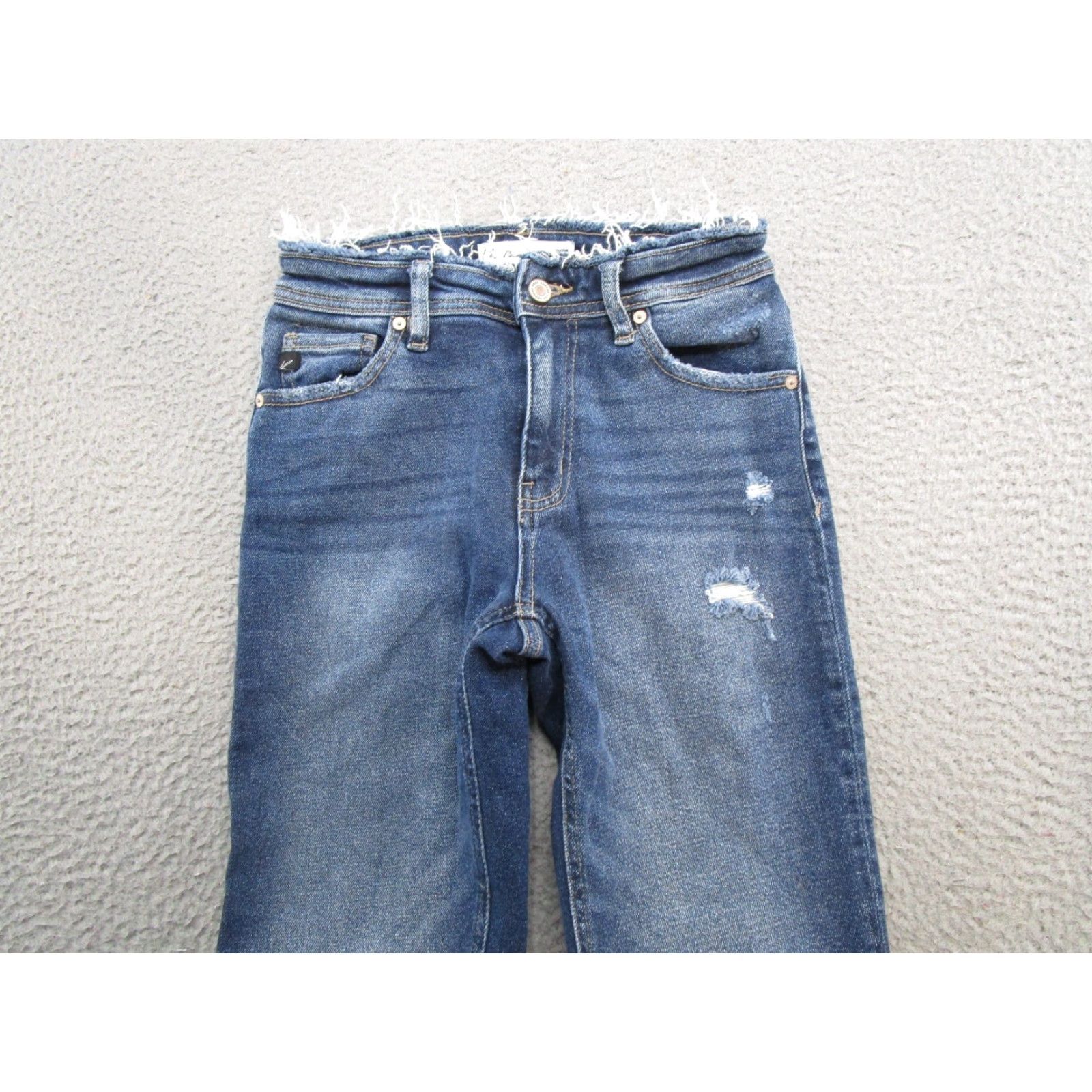 Vintage Kancan Maurices Women's Blue Distressed Denim Straight Leg Jeans Size 23 Size 40" / US 18 - 3 Thumbnail