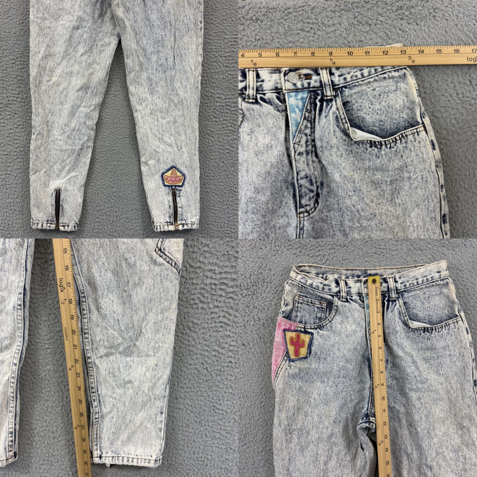 Vintage VINTAGE Gitano Jeans Womens 11/12 Acid Wash High Rise 80s Embroidered Ankle Zip Shirt? Size 34" / US 12 / IT 48 - 8 Thumbnail