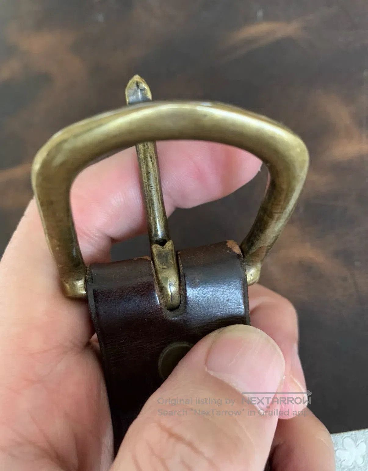 Polo Ralph Lauren Brown Tooled Leather Belt with Brass Buckle. Size ONE SIZE - 9 Thumbnail