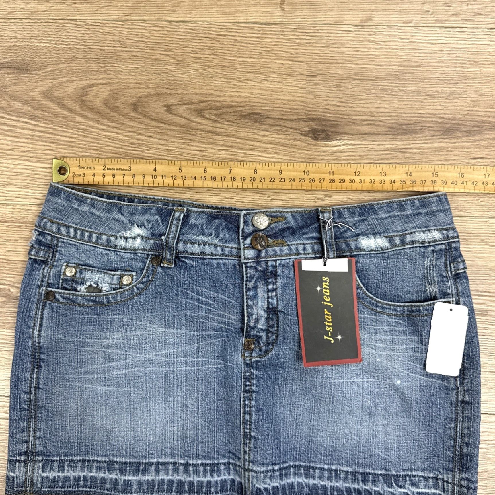 G-Star J Star Womens Denim Mini Skirt Blue Distressed 11/12 Short Star Theme Size 32" / US 10 / IT 46 - 3 Thumbnail