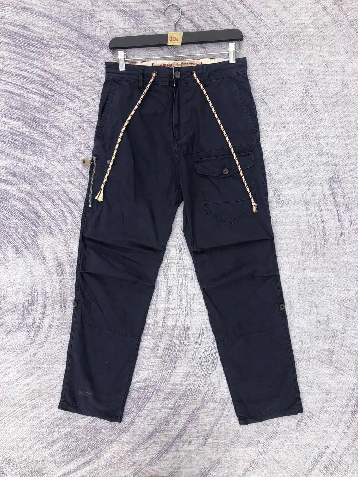 Vintage Back Number Cargo X Cropped Pants Multipocket