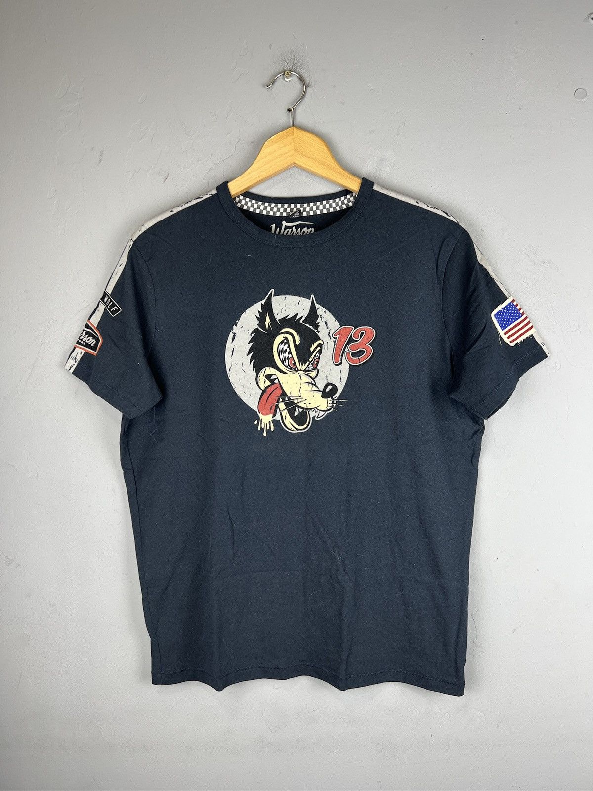 Vintage CRAZY Speed Wolf Racer 13 Legend Warson Motors tee Size US L / EU 52-54 / 3 - 1 Thumbnail