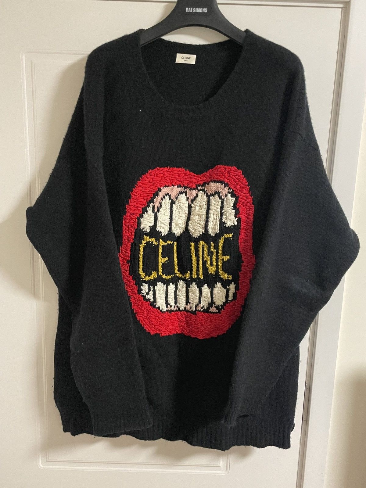 image of Celine 21Ss The Dancing Kid Mouth Sweater in Black (Size XL)