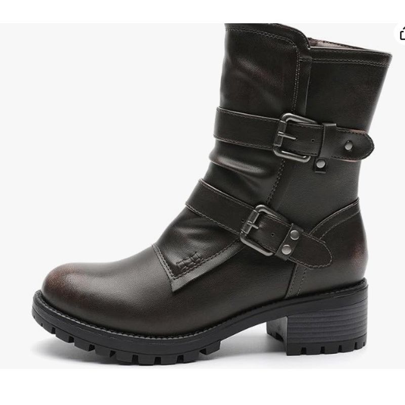 The Unbranded Brand Mid Calf Motorcycle Combat Riding Military boots SIZE 9 Size US 9 / IT 39 - 1 Thumbnail