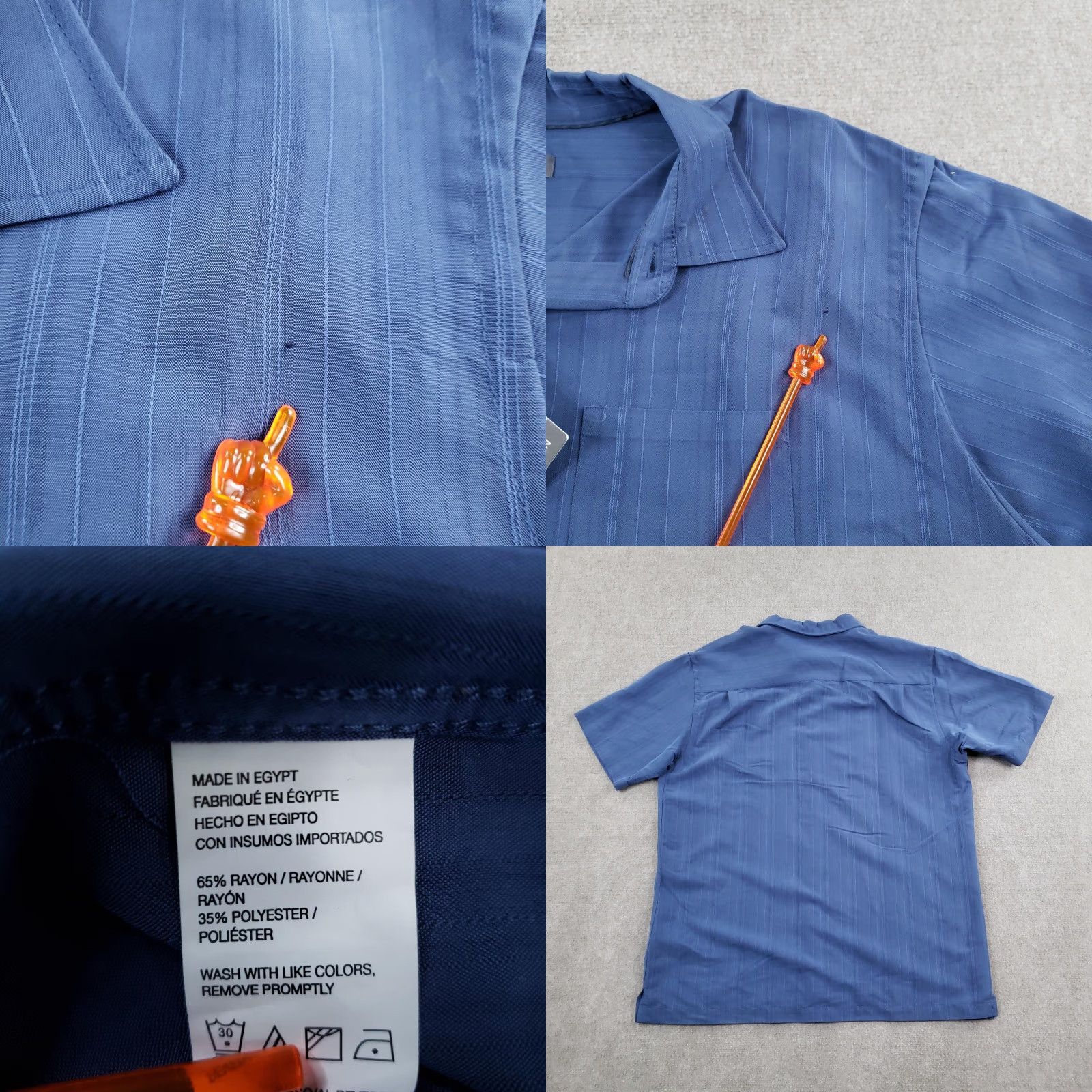 Van Heusen Van Heusen Shirt Mens Large Navy Air Sandwashed Classic Fit Short Sleeve Cooling Size US L / EU 52-54 / 3 - 8 Thumbnail