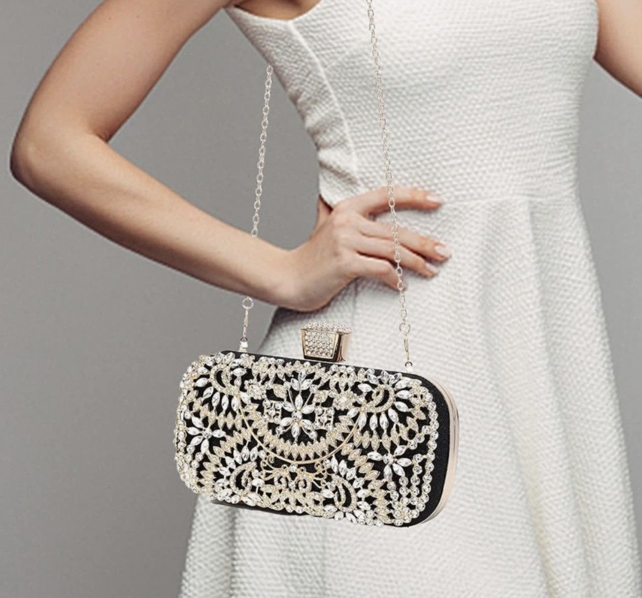 Other Black & Gold Crystal Diamond Evening Bag Size ONE SIZE - 10 Thumbnail