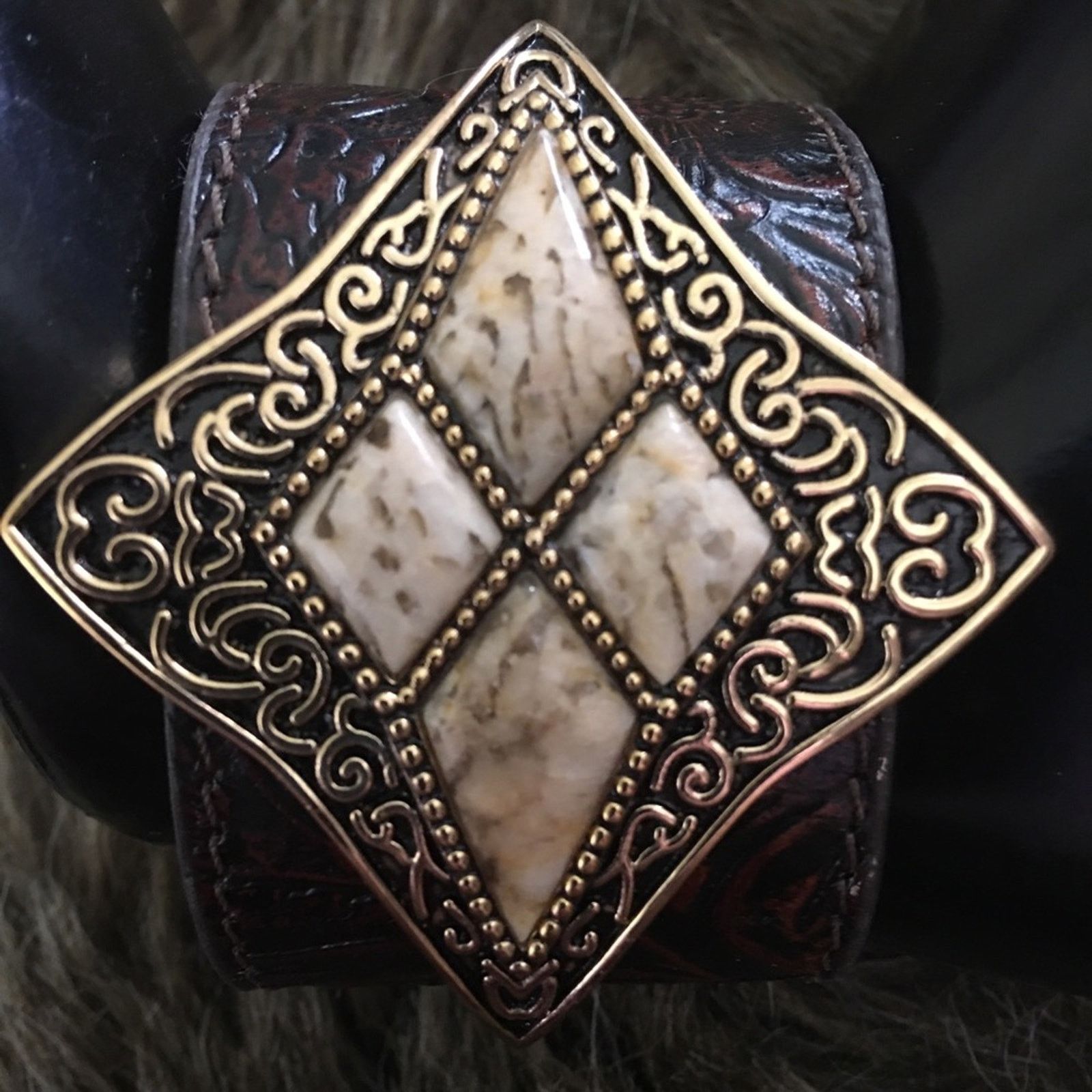 Jewelry Barse hand tooled genuine leather jasper bracelet Size ONE SIZE - 2 Thumbnail
